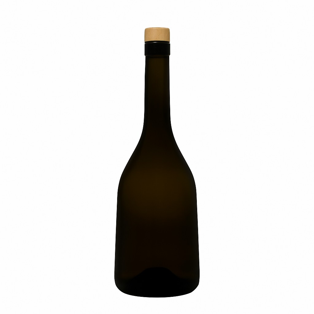 750 ml staklena boca „Rustica“, antikno zelena, grlo: pluta