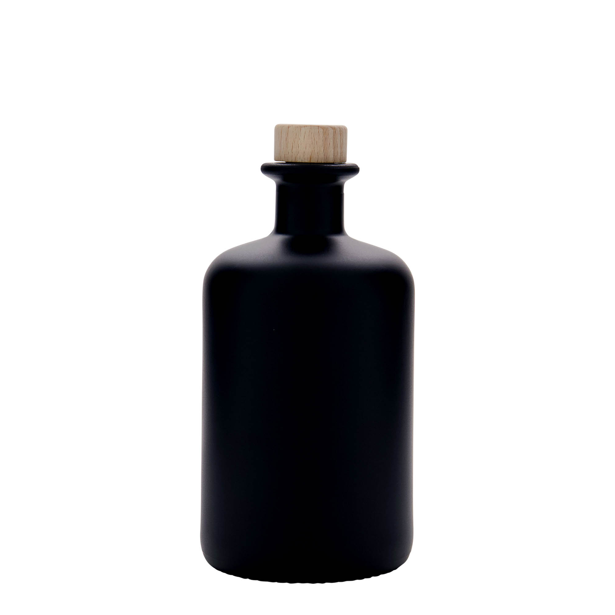 500 ml staklena bočica apotekarska, crna, otvor: pluta
