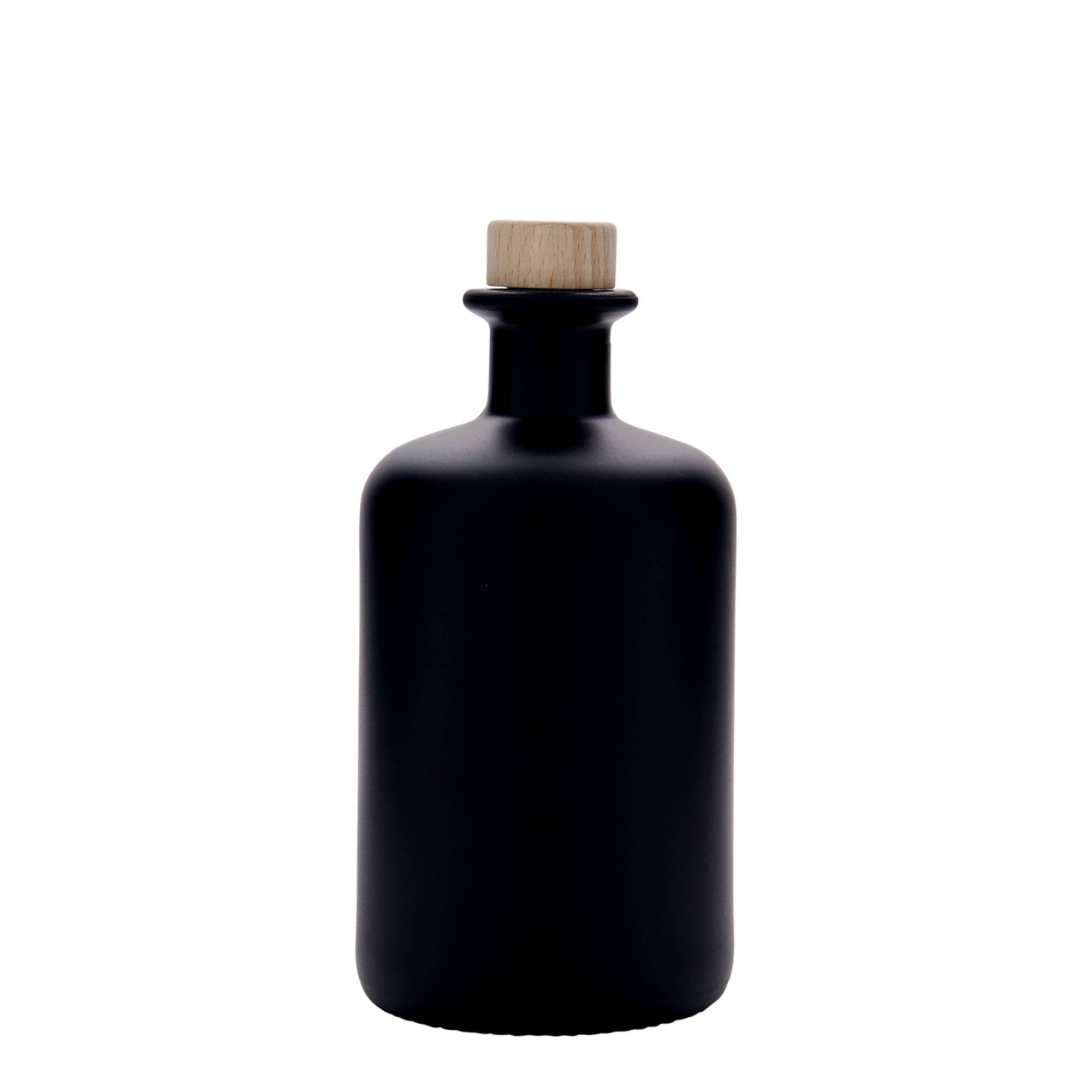 500 ml staklena bočica apotekarska, crna, otvor: pluta
