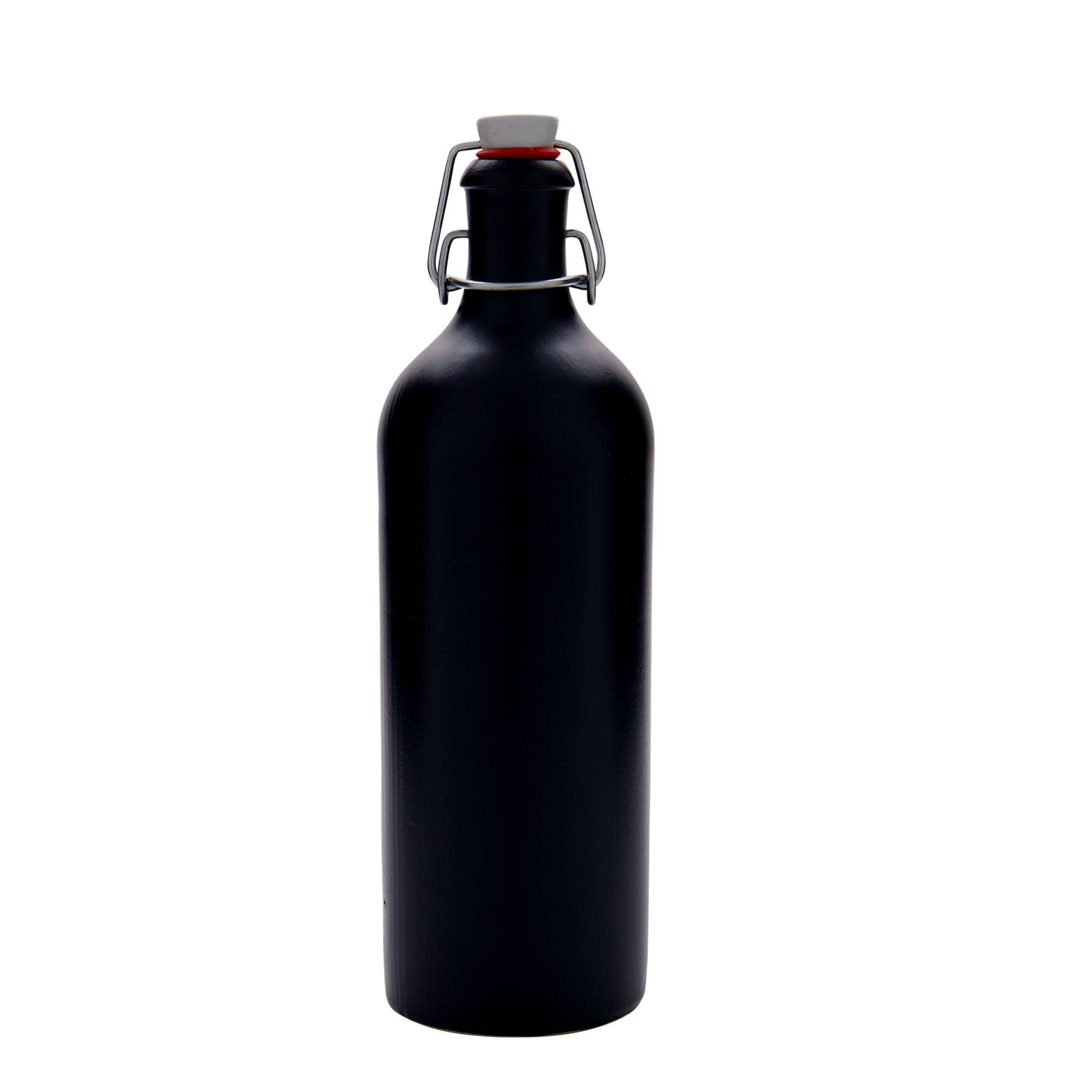 Glineni vrč 750 ml, keramika, crna, otvor: Zatvarač sa žicom
