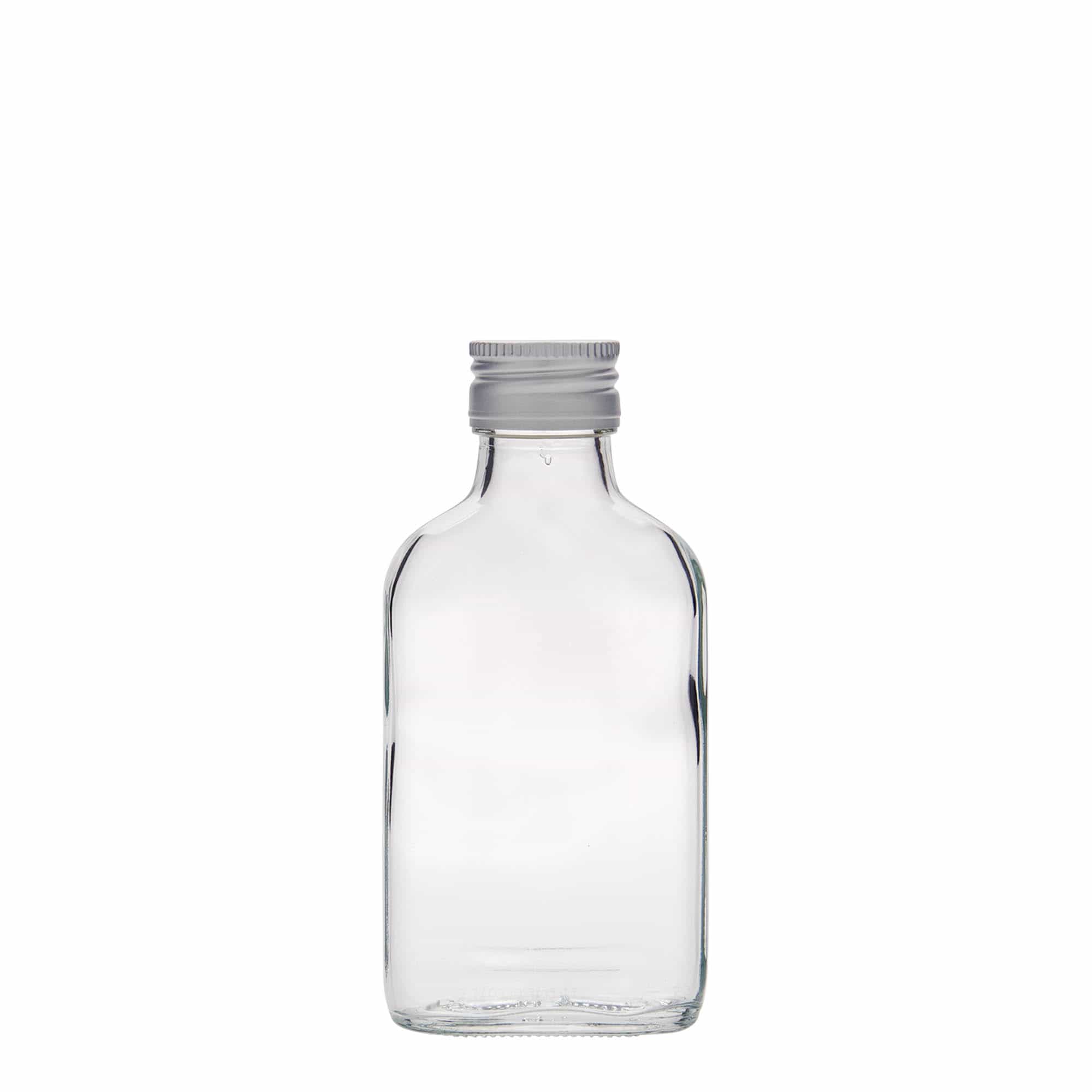 Džepna flaša 100 ml, kvadratna, staklo, otvor: PP 28
