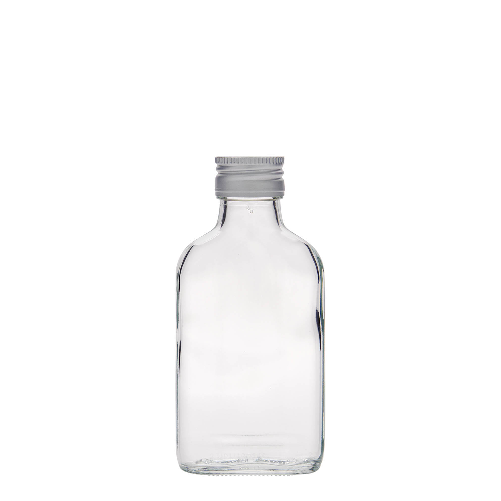 100 ml bočica za džep, pravougaona, staklo, grlo: PP 28 100 ml bočica za džep, pravougaona, staklo, grlo: PP 28