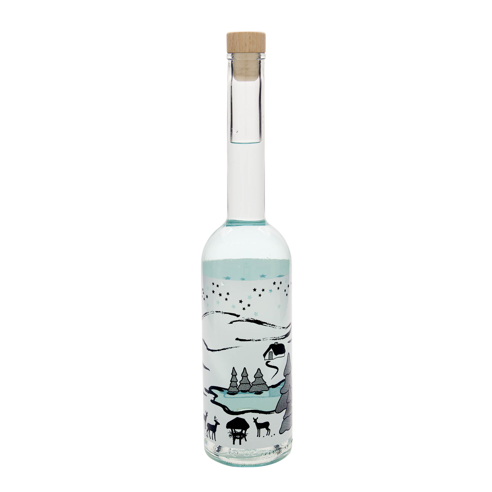 500 ml staklena boca 'Opera', motiv: Zimski san-Bianco, grlo: plutanje