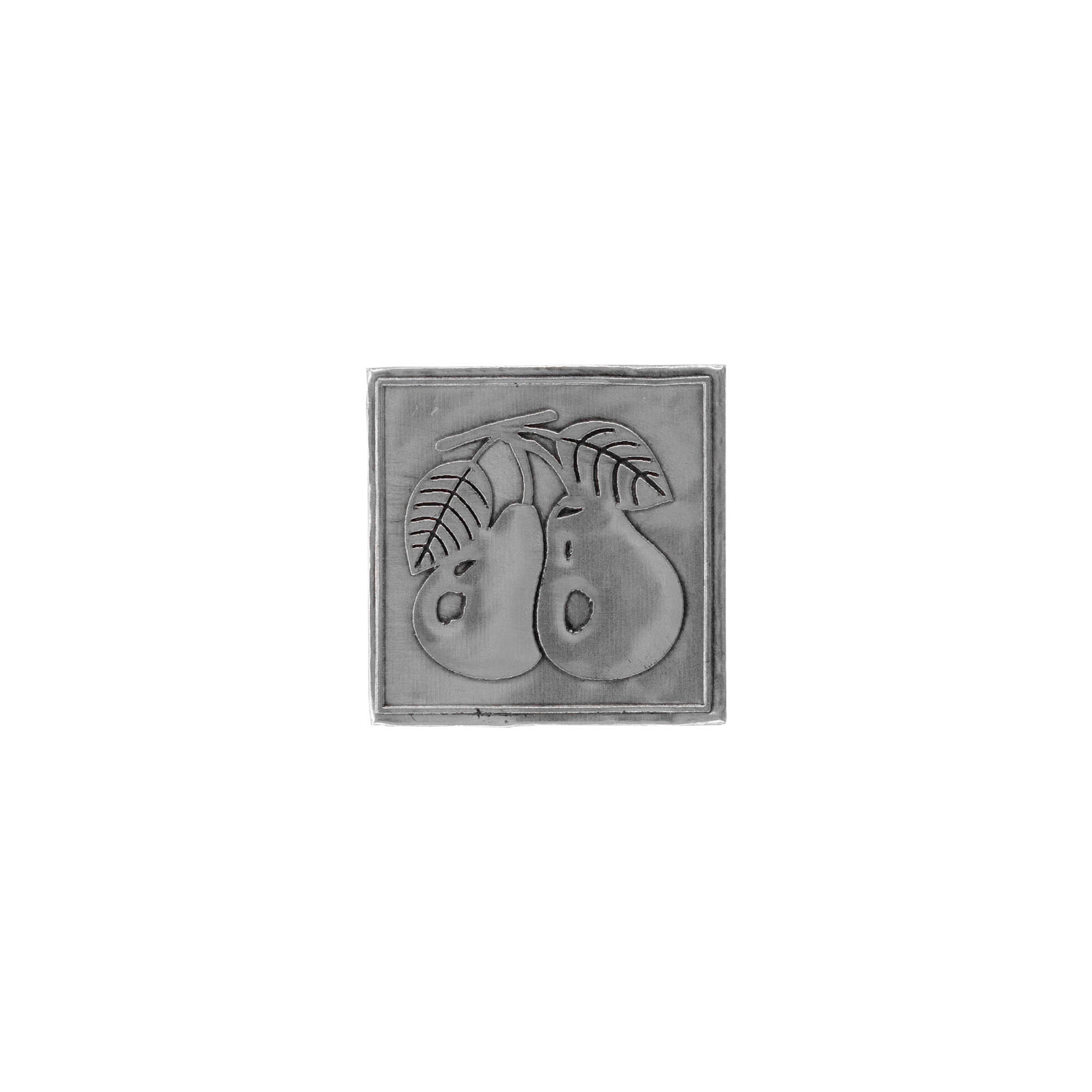 Metalna etiketa 'Kruška', kvadratna, srebrna Metalna etiketa 'Kruška', kvadratna, srebrna