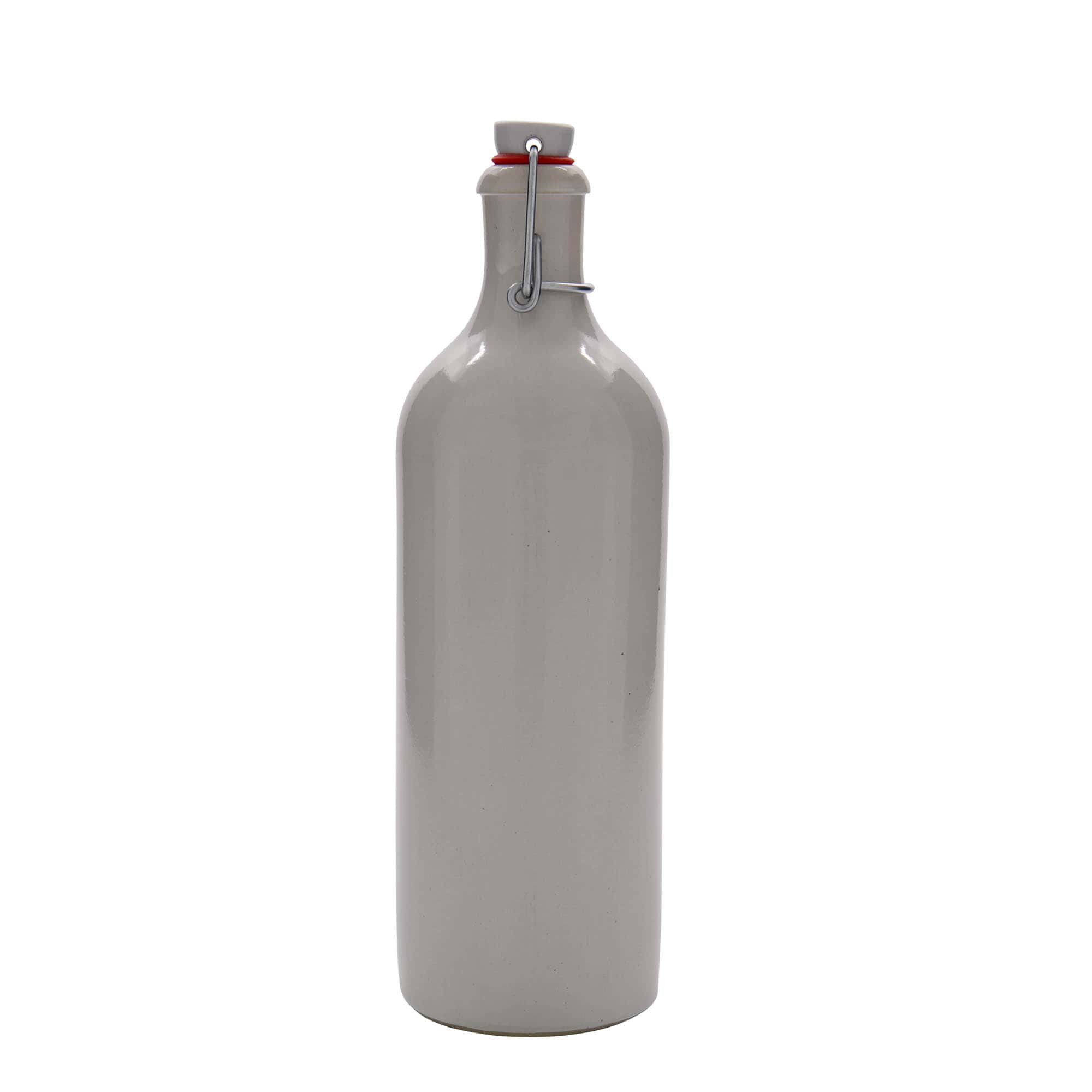 750 ml glineni vrč, kamenina, bijeli, otvor: zatvarač sa kopčom