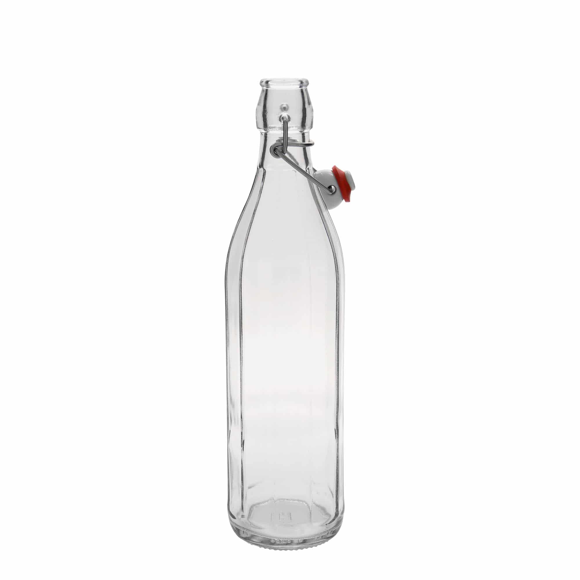 750 ml staklena boca 'Bravo', desetostrana, otvor: zatvarač sa kopčom