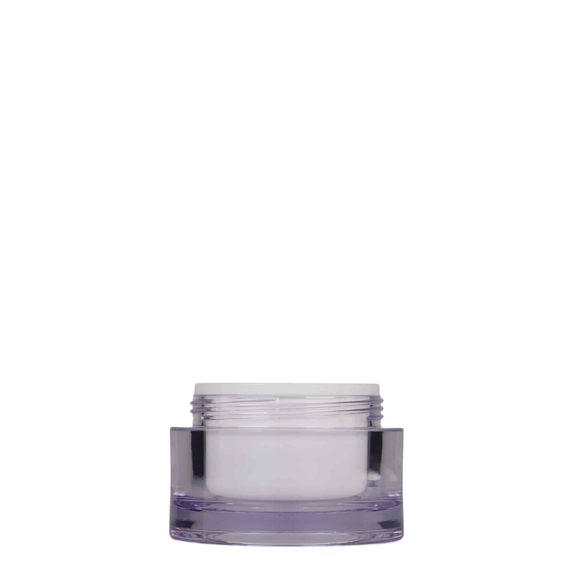 Teglica 50 ml, SAN plastika, bijela, otvor: Navojni zatvarač Teglica 50 ml, SAN plastika, bijela, otvor: Navojni zatvarač