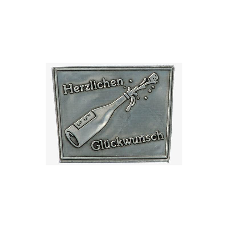 Limena etiketa 'Čestitamo', trapez, metal, srebrna