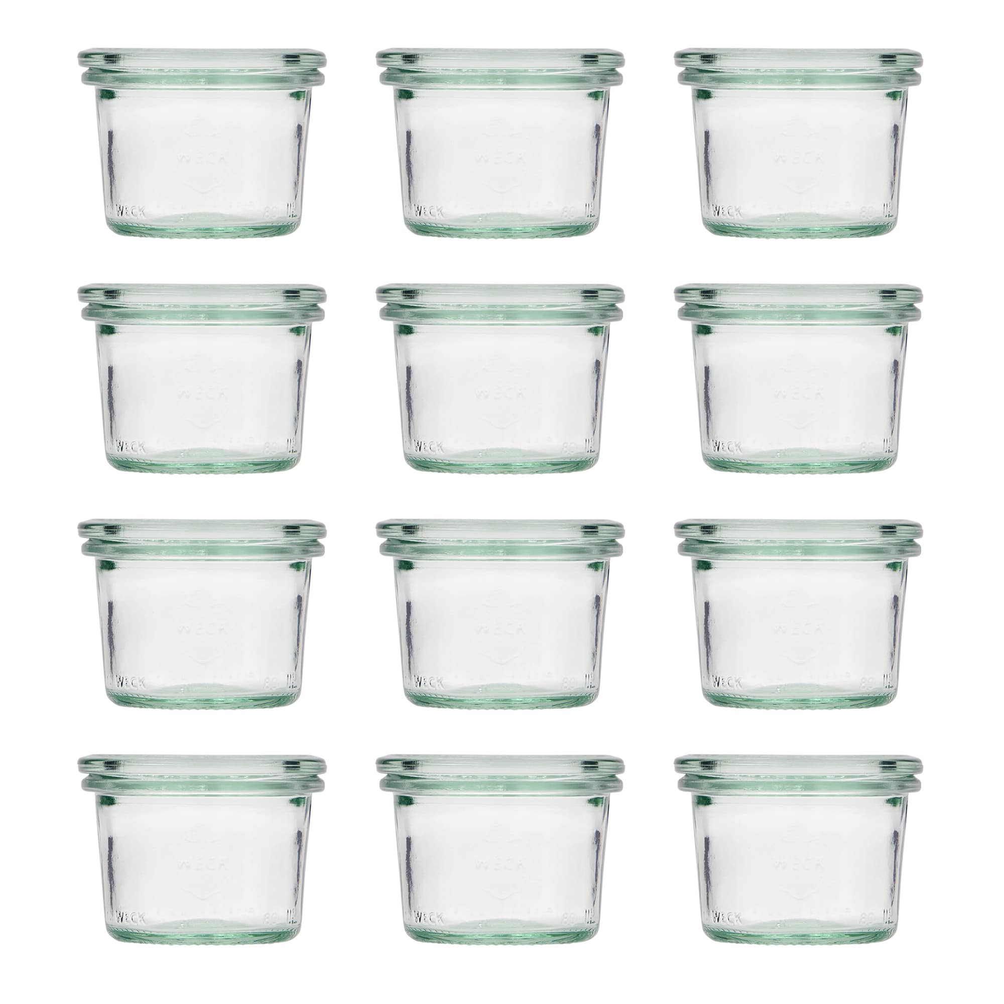 12x 80 ml WECK staklenka za preokretanje sa staklenim poklopcem RR 60