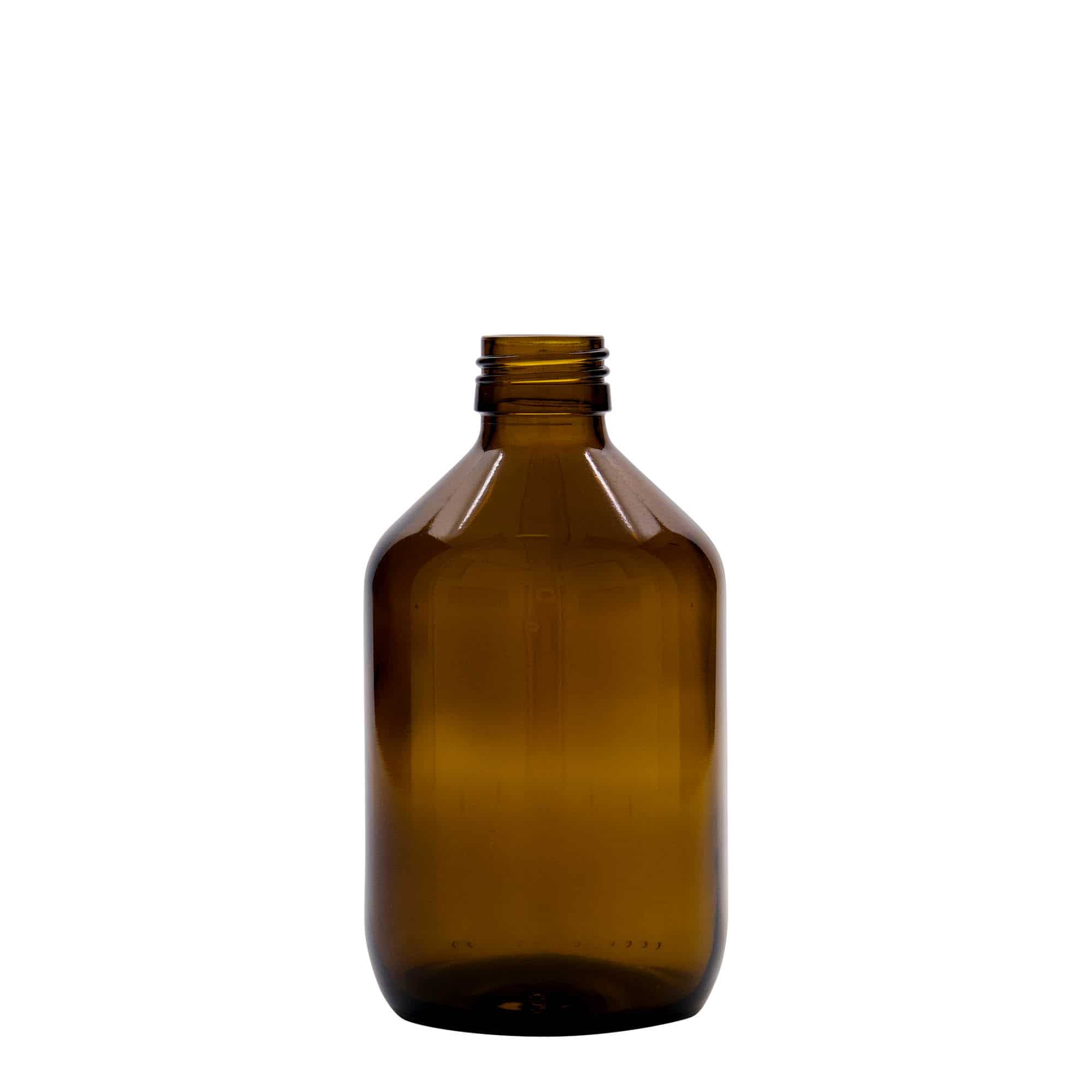 Medicinska flaša 300 ml, smeđa, staklo, otvor: PP 28 Medicinska flaša 300 ml, smeđa, staklo, otvor: PP 28