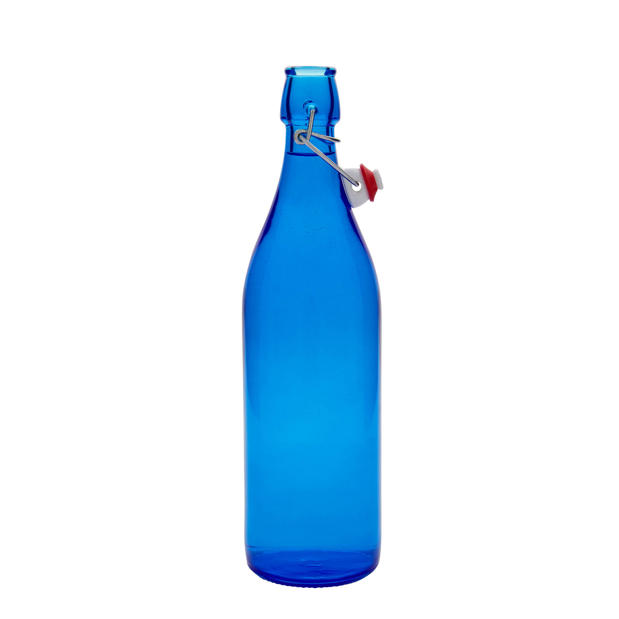 1.000 ml staklena boca „Giara“, plava, grlo: zatvarač sa kopčom
