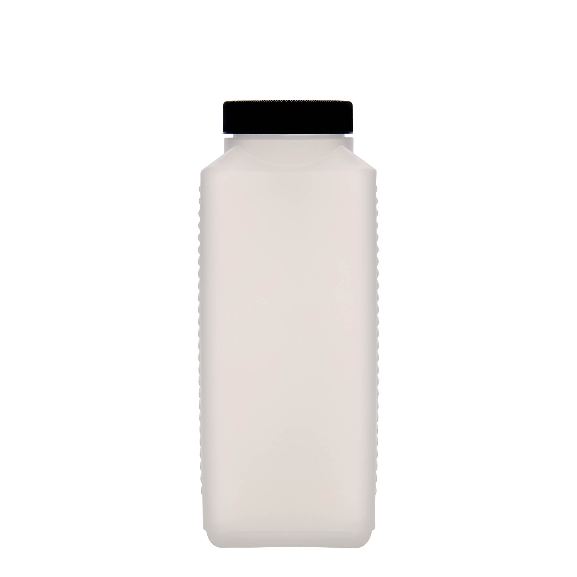 1.000 ml boca širokog grla, pravougaona, HDPE plastika, prirodna, otvor: DIN 60 EPE