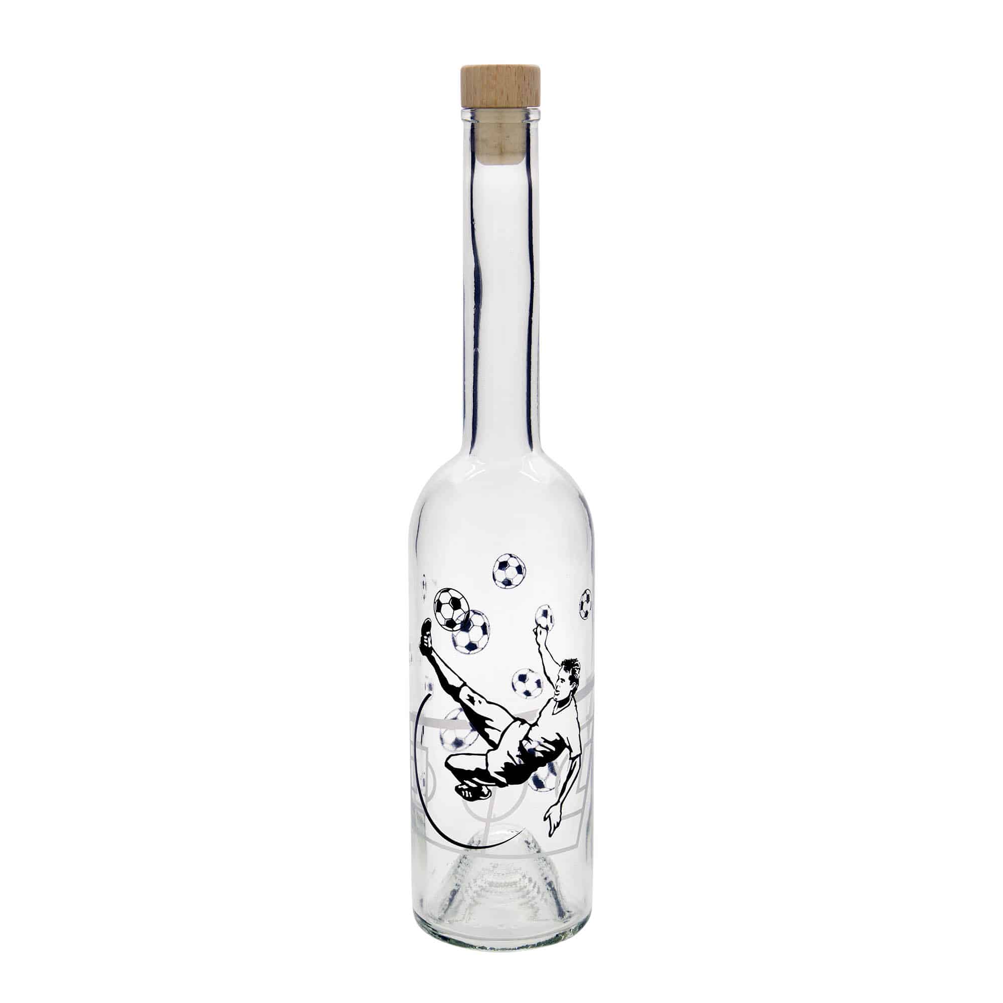 Staklena flaša 500 ml 'Opera', motiv: Fudbaler, otvor: Pluto