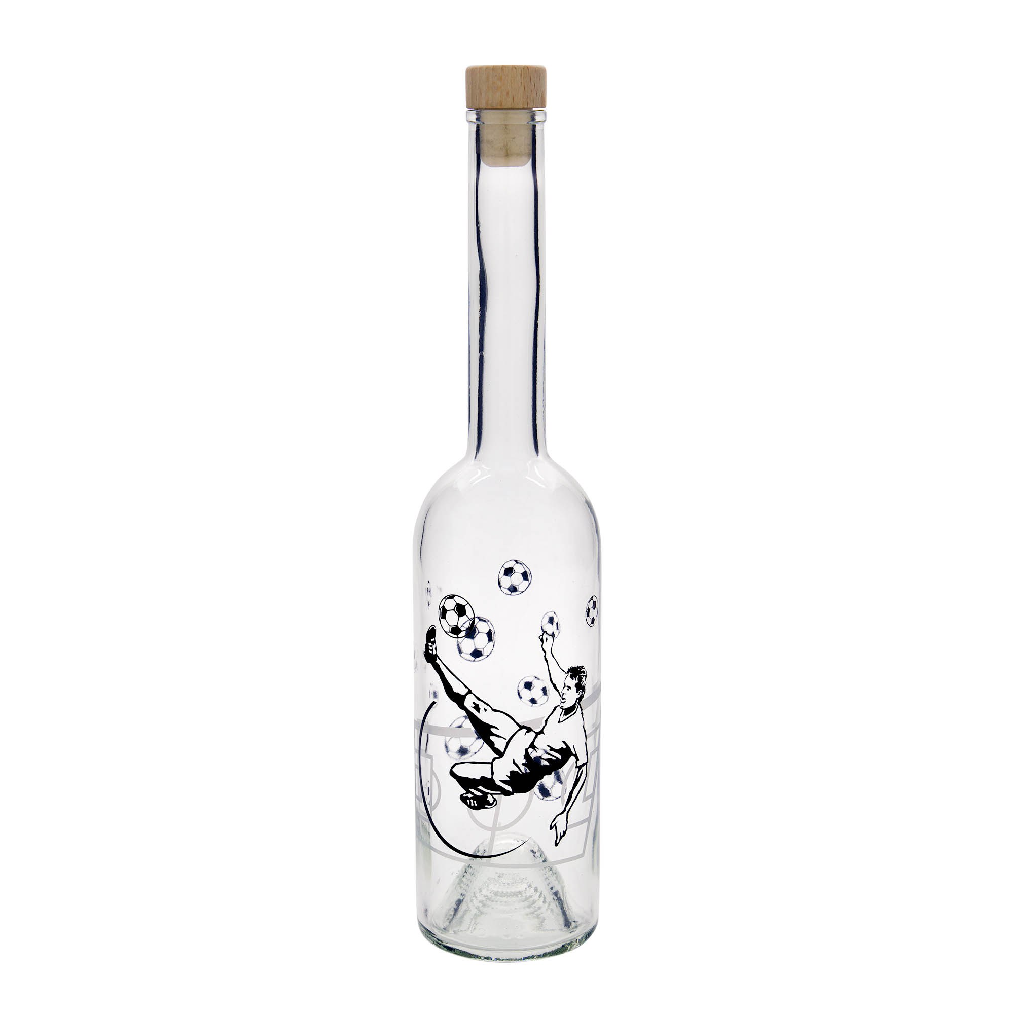 500 ml staklena boca 'Opera', motiv: fudbaler, grlo: čep