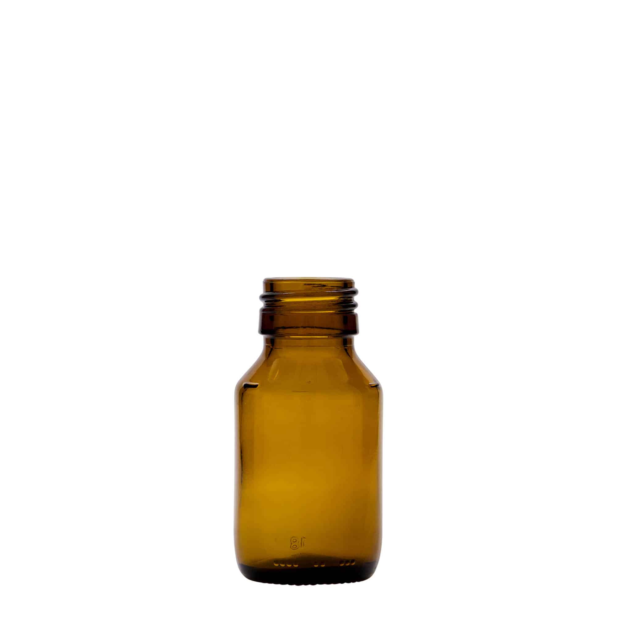 Medicinska flaša 50 ml, smeđa, staklo, otvor: PP 28 Medicinska flaša 50 ml, smeđa, staklo, otvor: PP 28
