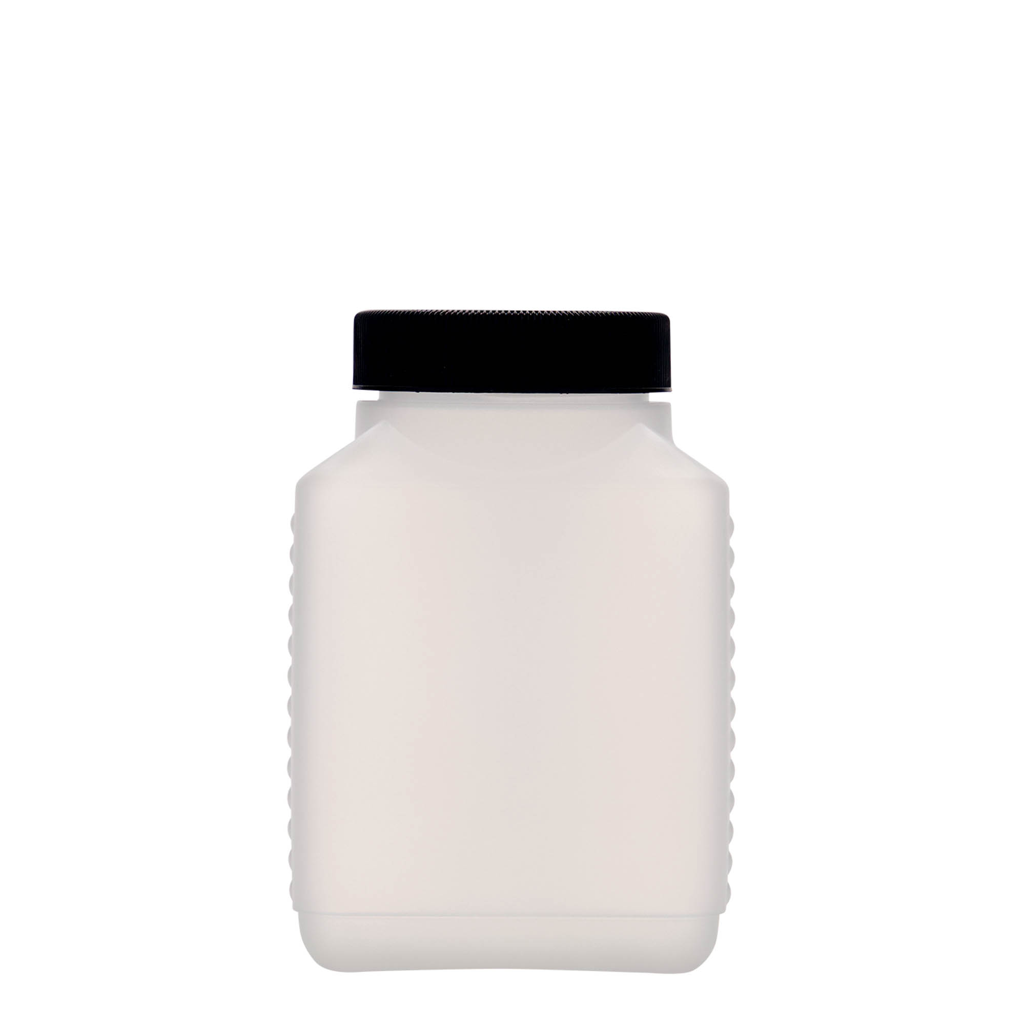500 ml boca sa širokim grlom, pravougaona, HDPE plastika, prirodna boja, otvor: DIN 60 EPE