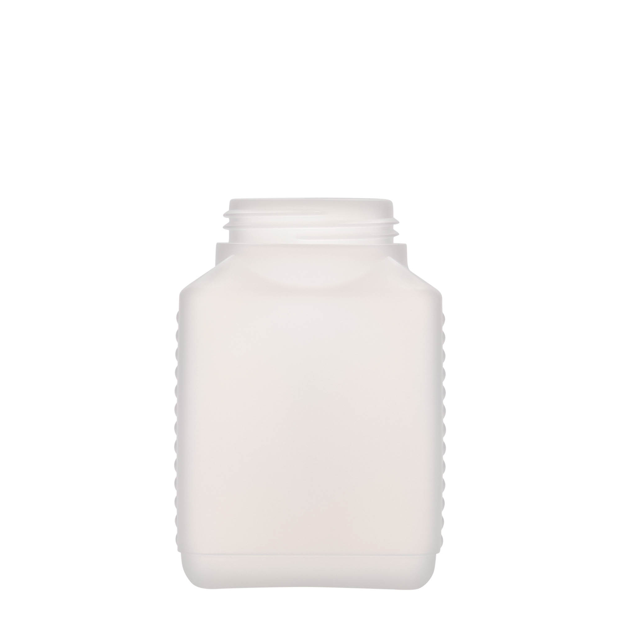 500 ml boca sa širokim grlom, pravougaona, HDPE plastika, prirodna boja, otvor: DIN 60 EPE