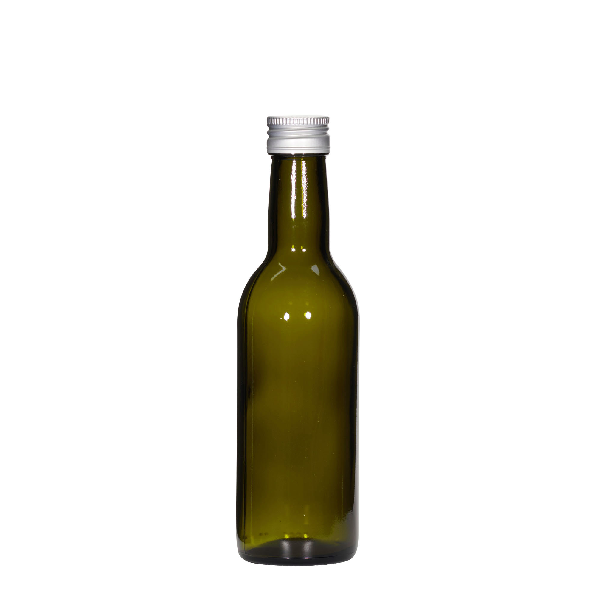 250 ml staklena boca 'Bordeaux', antikno zelena, grlo: PP 28