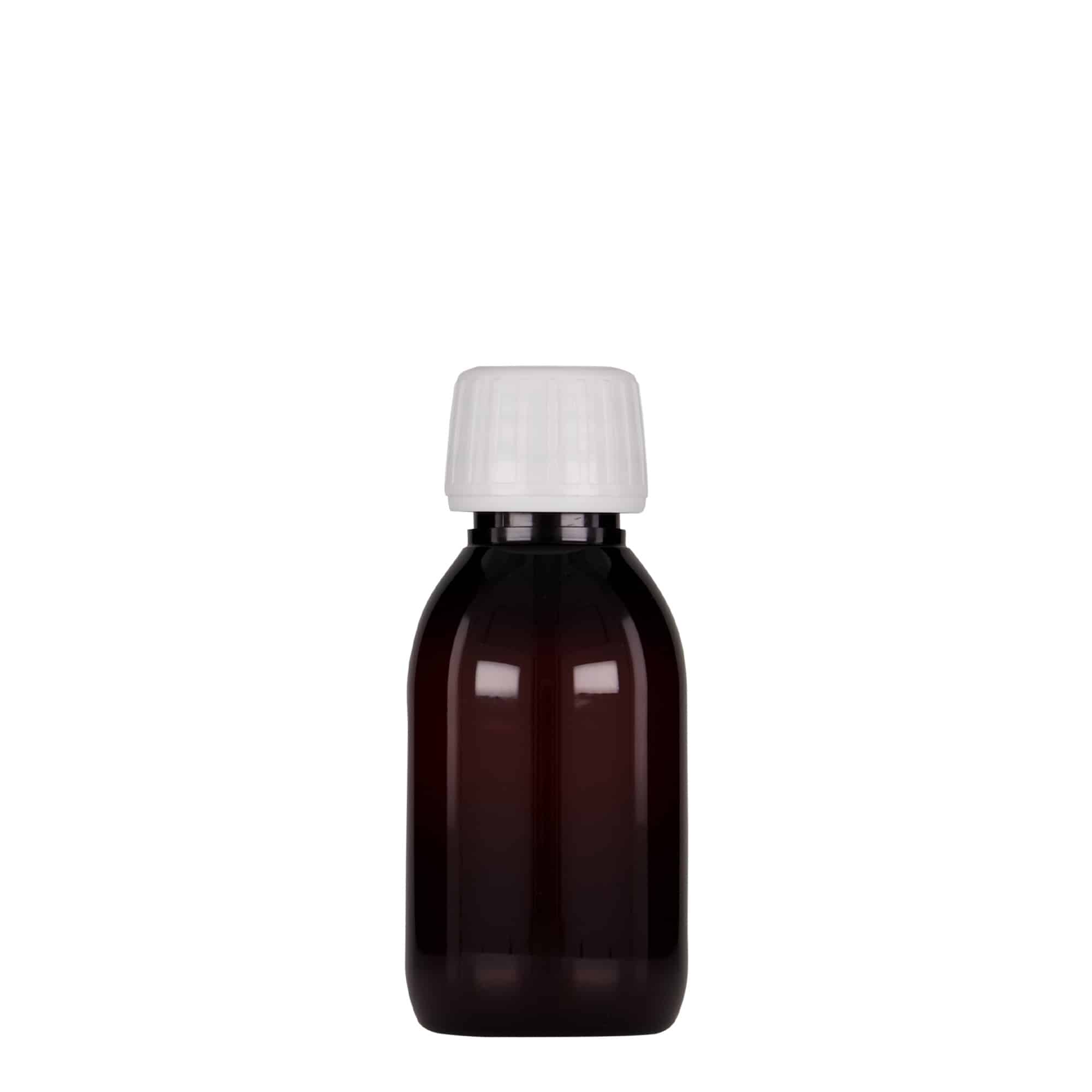 PET medicinska flaša 100 ml, smeđa, plastika, otvor: PP 28