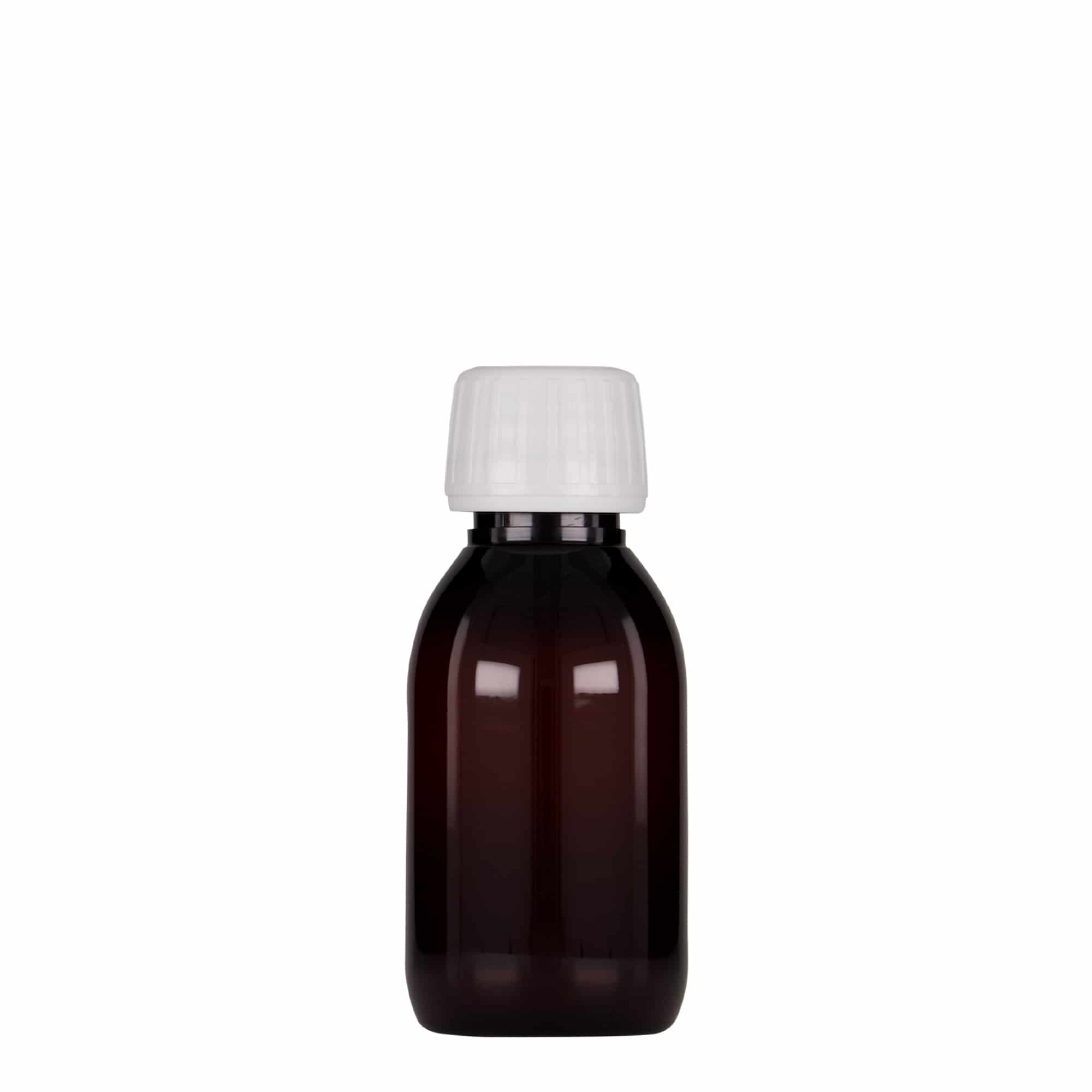 100 ml PET medicinska boca, smeđa, plastika, grlo: PP 28