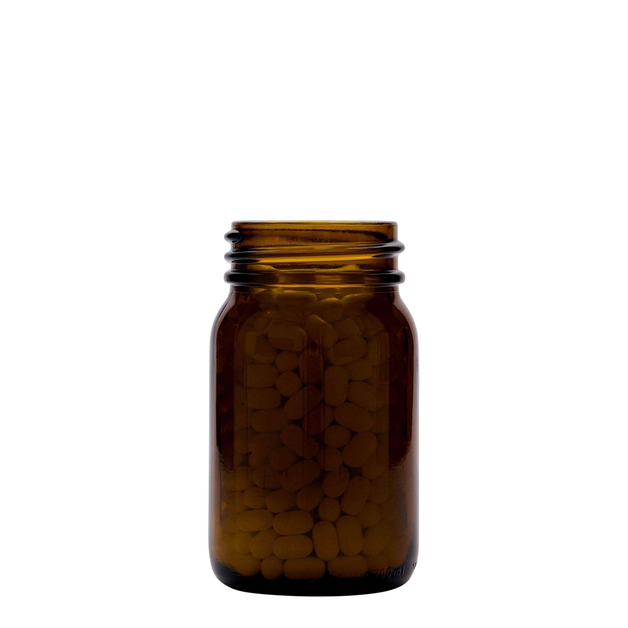 Staklenka sa širokim vratom 200 ml, smeđa, otvor: DIN 55