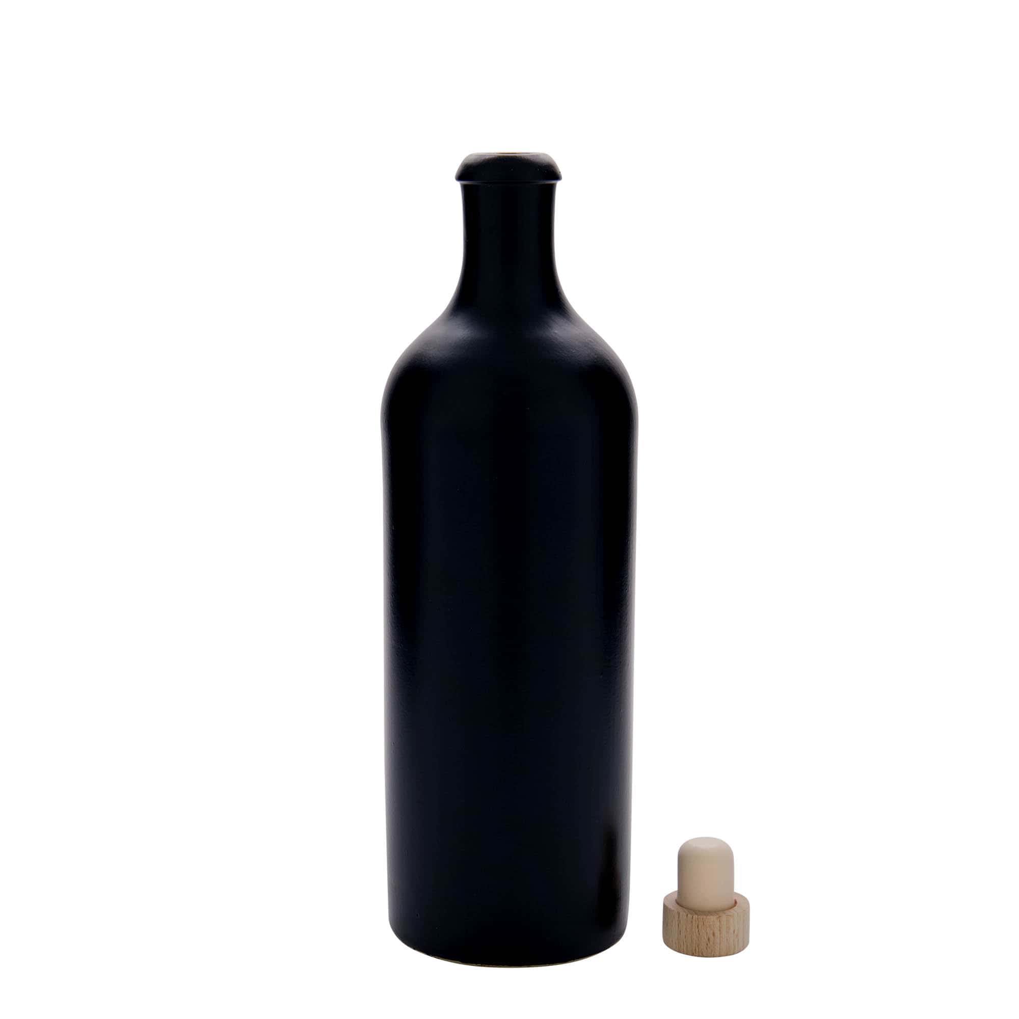 Glineni vrč 750 ml, keramika, crna, otvor: Pluto
