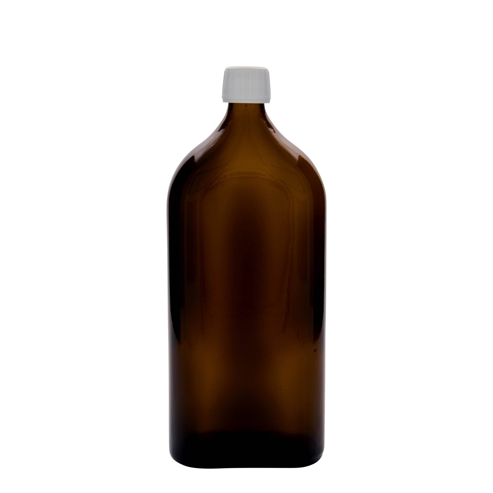 1.000 ml medicinska boca Meplat, ovalna, staklena, smeđa, grlo: PP 28
