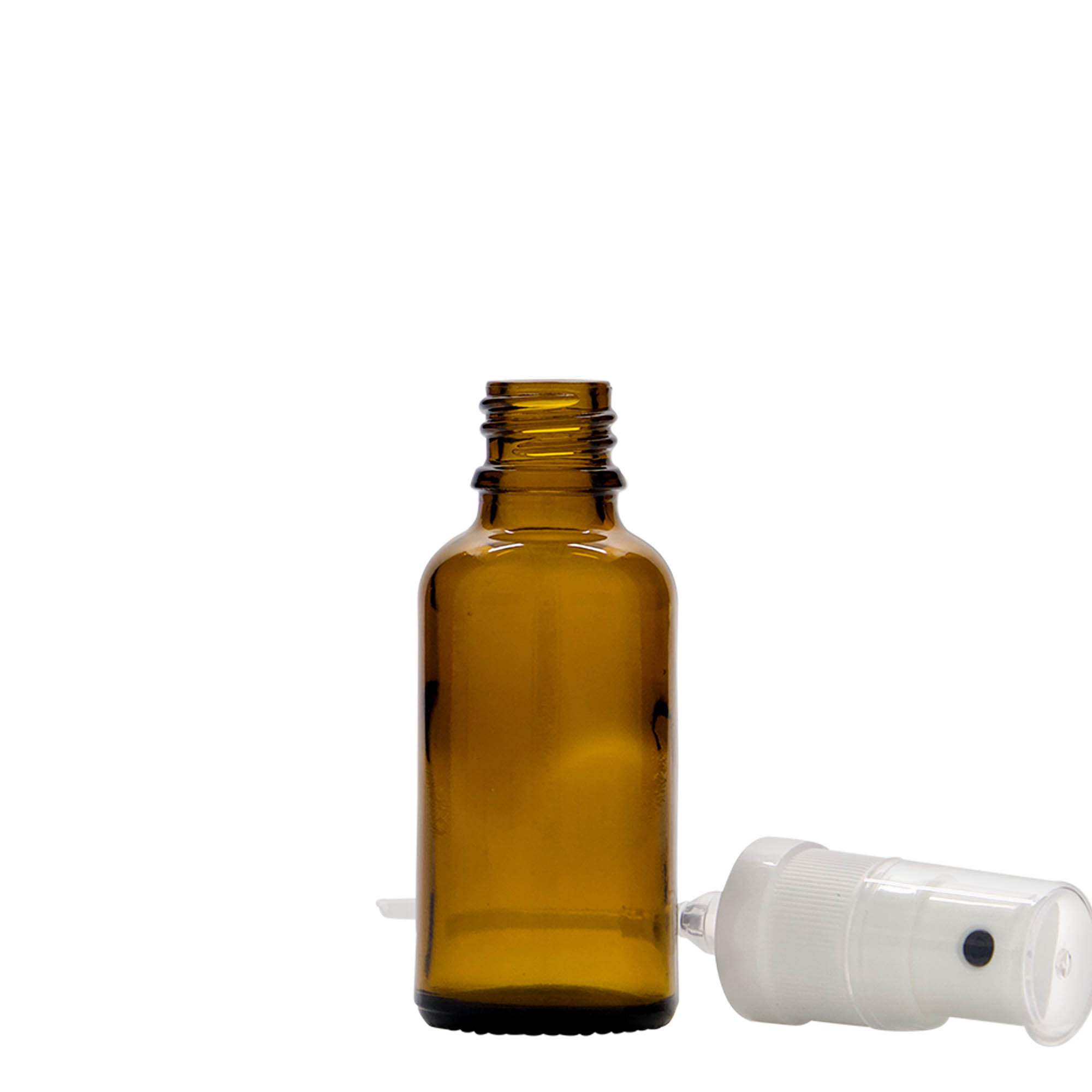 30 ml bočica za prskanje, medicinska, staklena, smeđa, grlo: DIN 18 30 ml bočica za prskanje, medicinska, staklena, smeđa, grlo: DIN 18