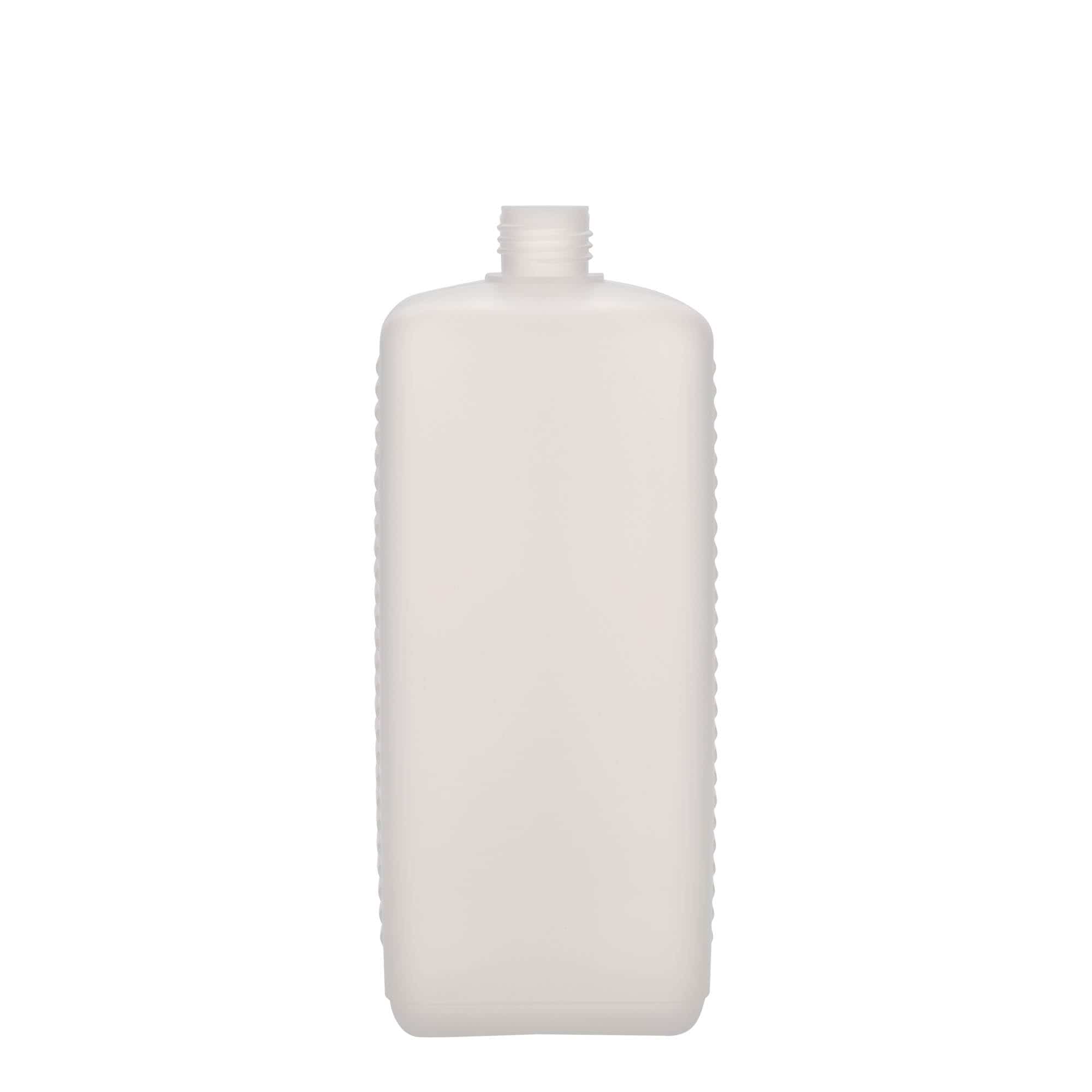 Kanister flaša 1.000 ml, kvadratna, HDPE plastika, prirodna, otvor: DIN 25 EPE