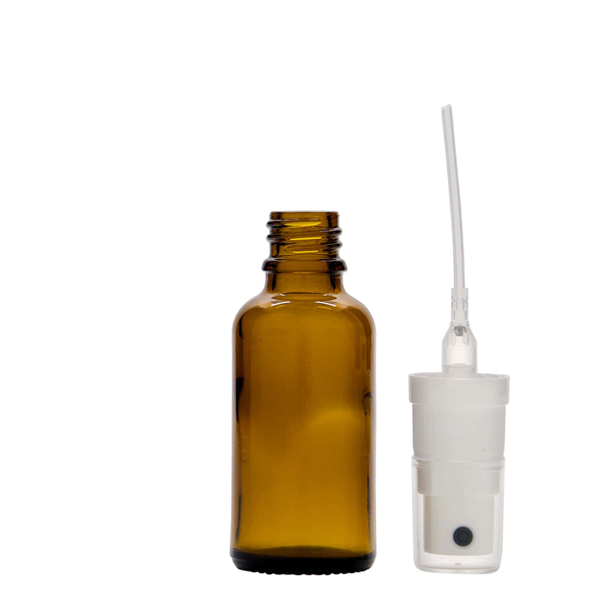 30 ml bočica za prskanje, medicinska, staklena, smeđa, grlo: DIN 18 30 ml bočica za prskanje, medicinska, staklena, smeđa, grlo: DIN 18