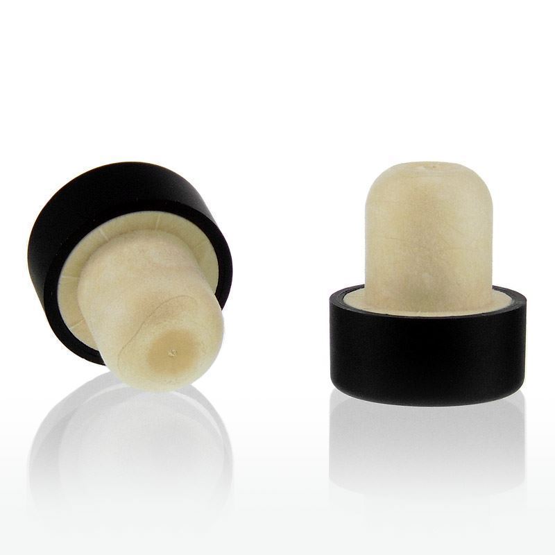 Čep od plute 19 mm, plastika, crni, za otvor: plutani