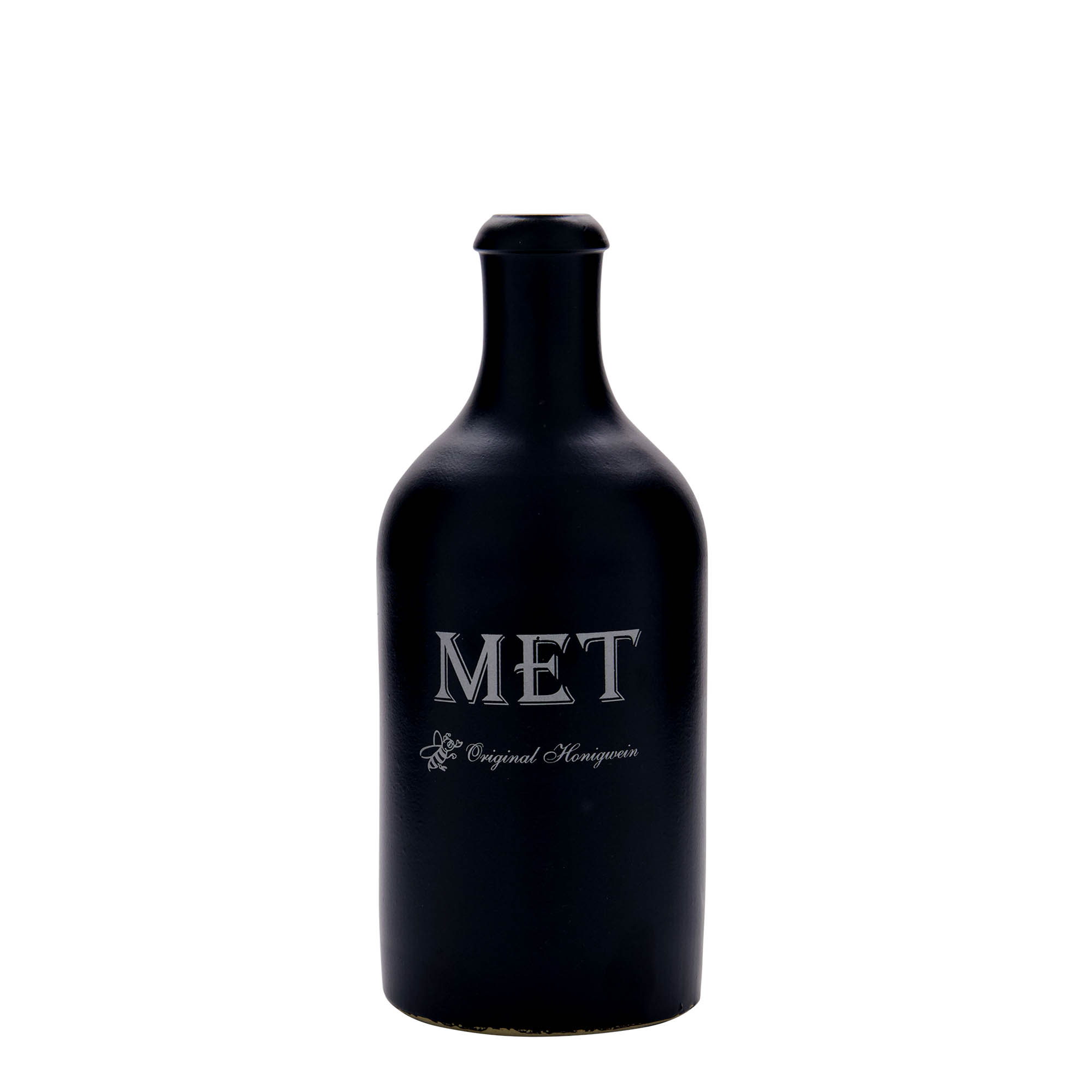 500 ml vrč za pivo, motiv: medovina, kamenina, crni, otvor: čep