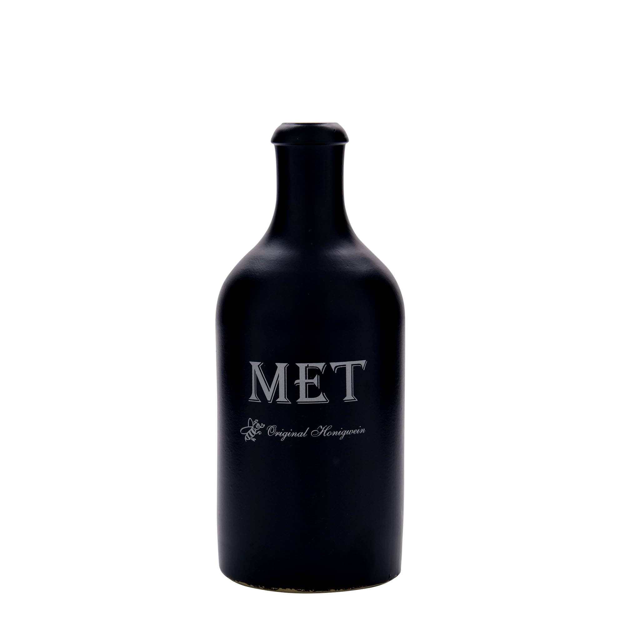 500 ml vrč za pivo, motiv: medovina, kamenina, crni, otvor: čep