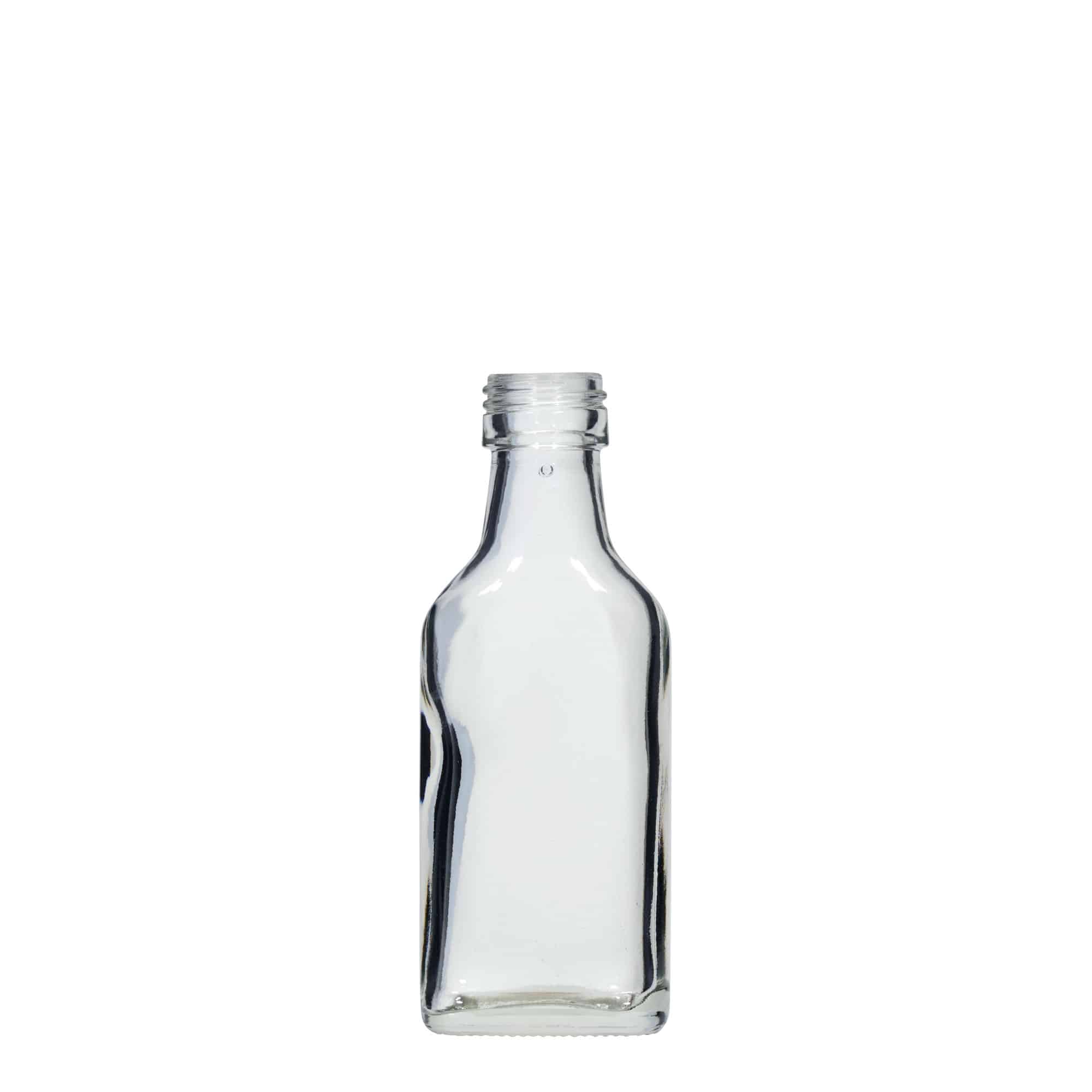 Džepna flaša 40 ml, kvadratna, otvor: PP 22 Džepna flaša 40 ml, kvadratna, otvor: PP 22