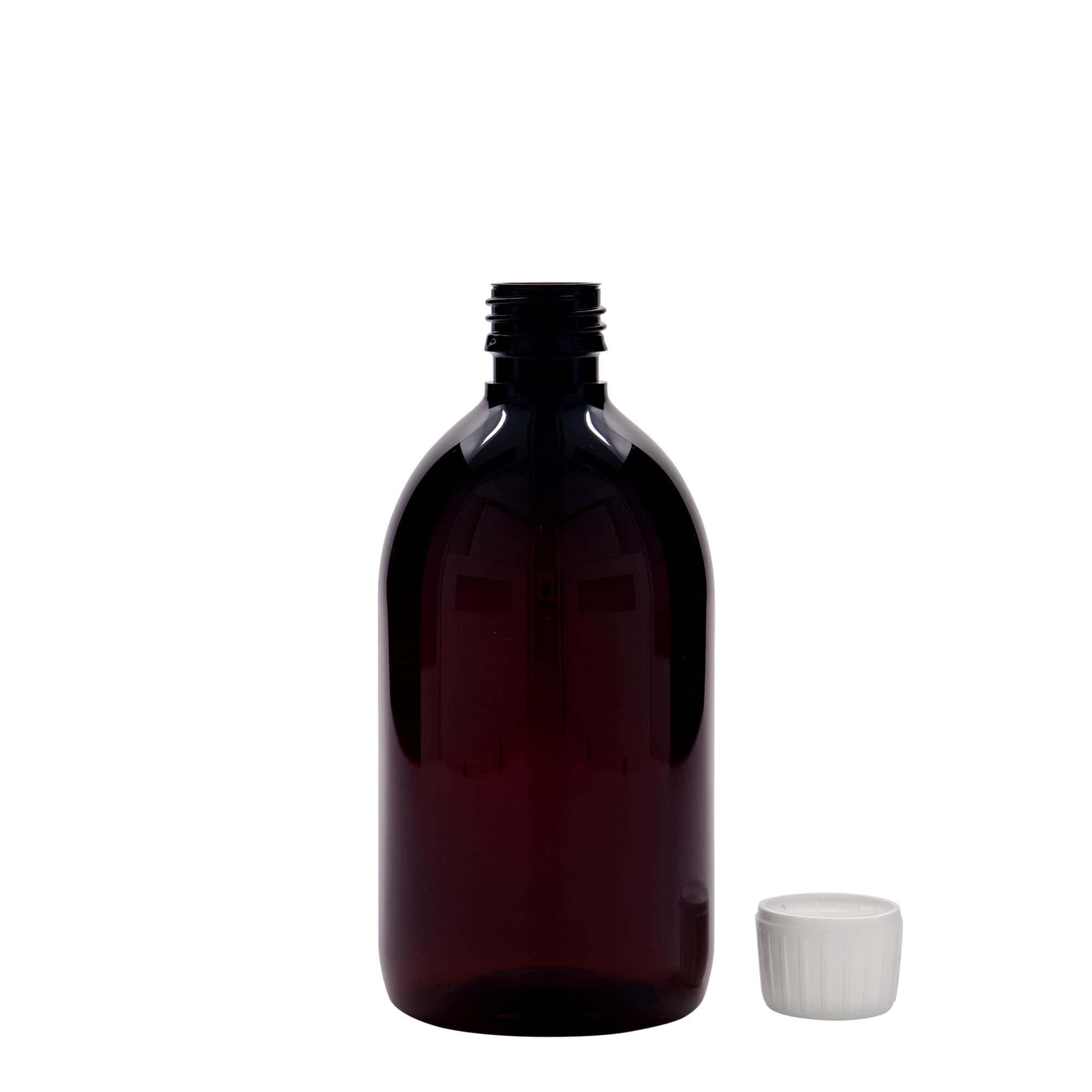 PET medicinska flaša 500 ml, smeđa, plastika, otvor: PP 28