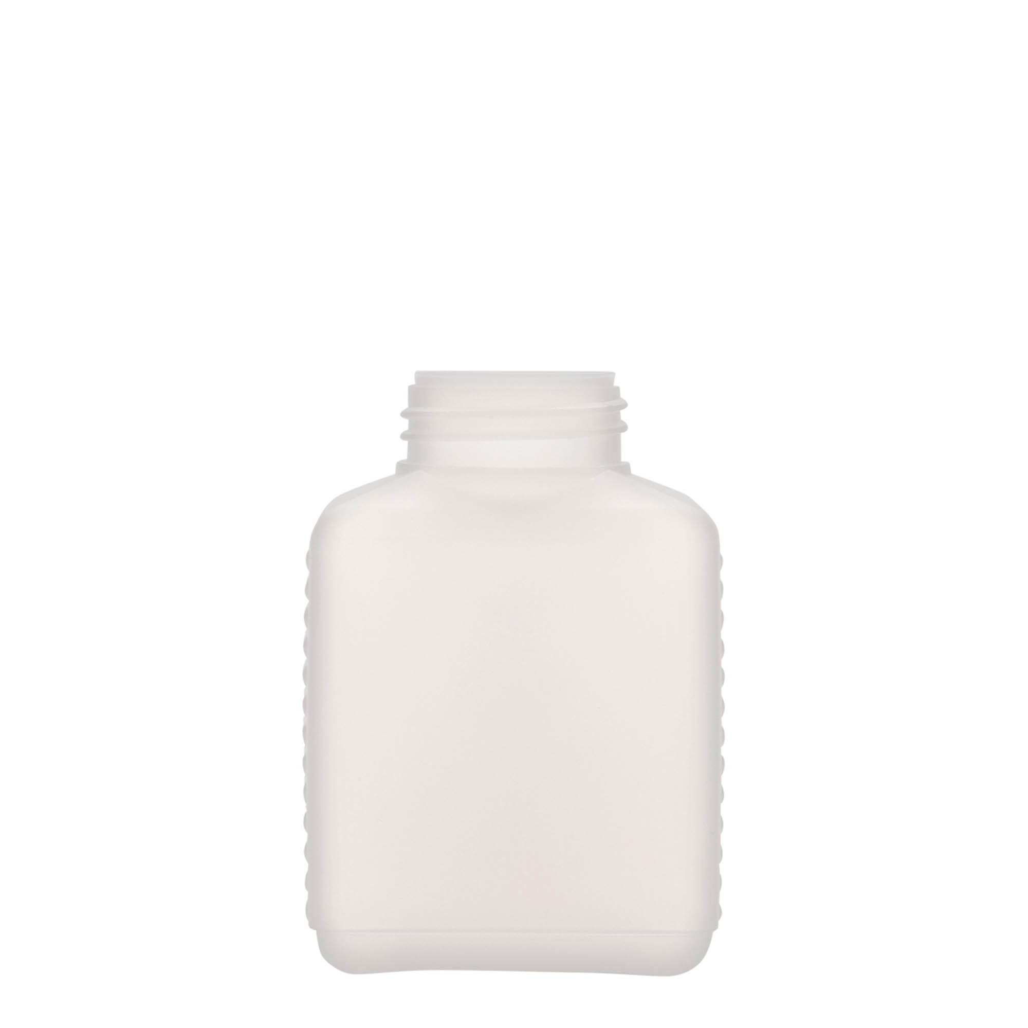 250 ml boca širokog grla, pravougaona, HDPE plastika, prirodna, grlo: DIN 40 EPE