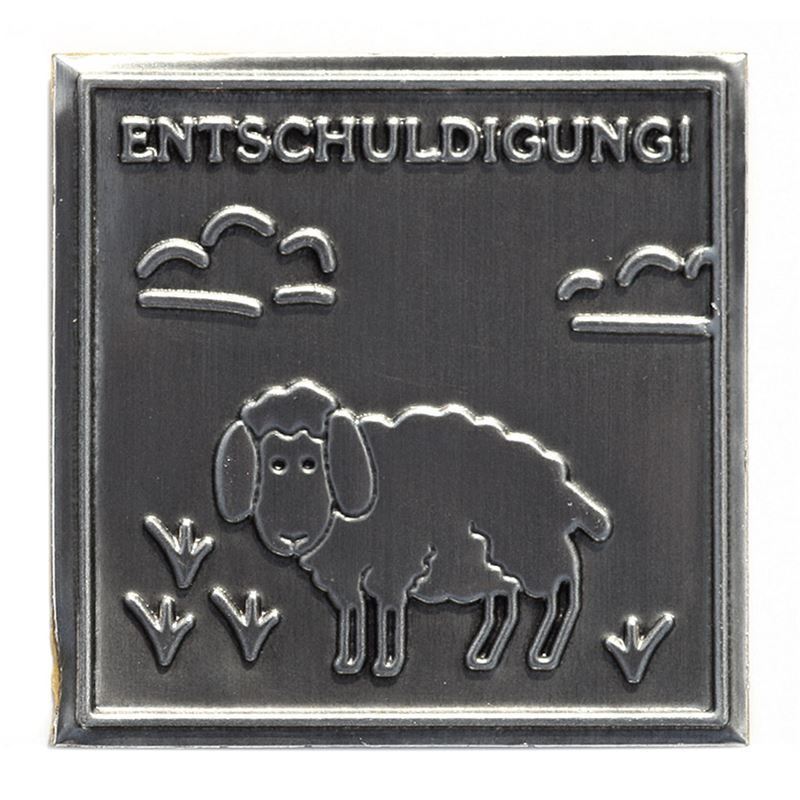 Limena etiketa 'Izvini', kvadratna, metal, srebrna