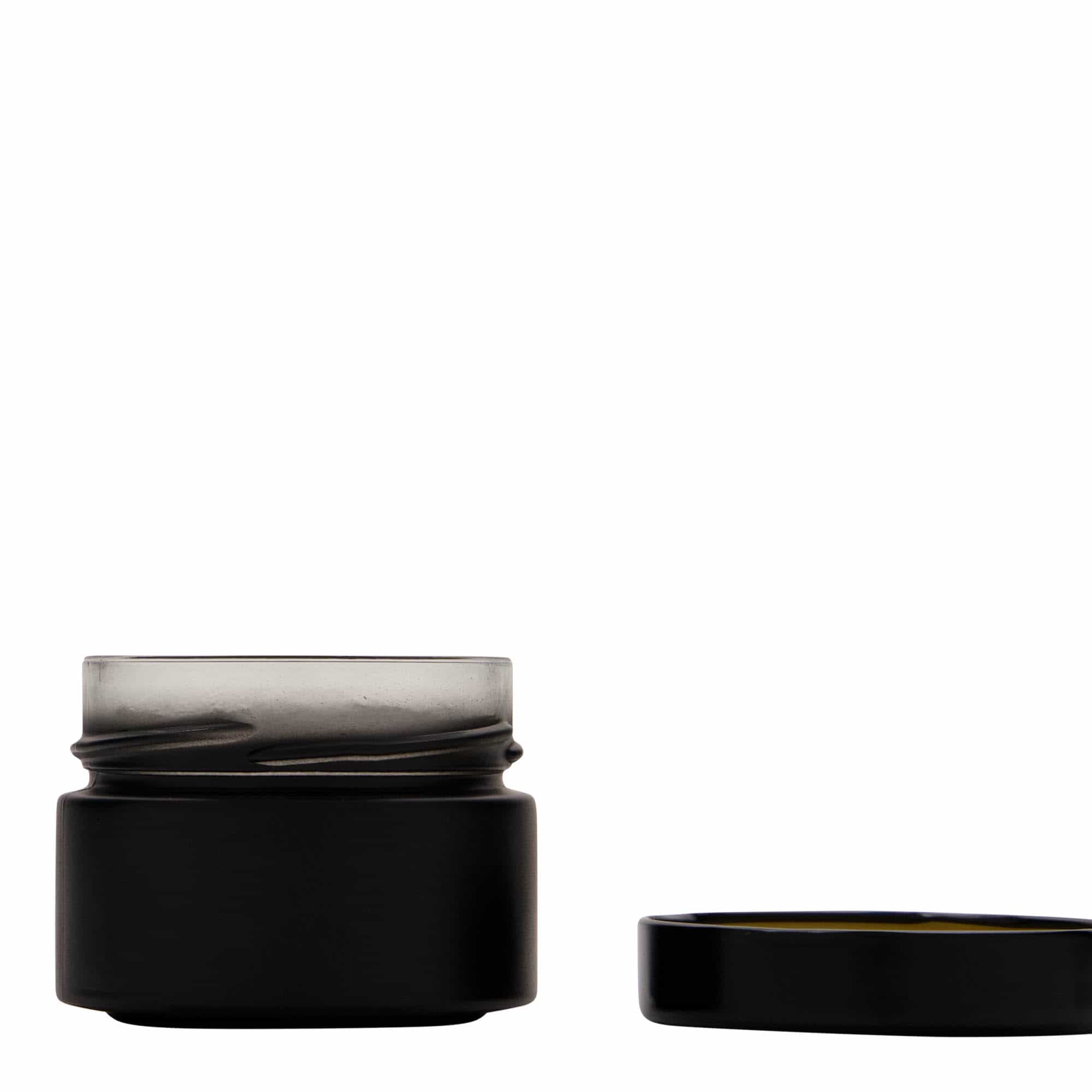130 ml okrugla staklena boca „Aurora“, crna, otvor: Deep-Twist-Off (DTO 66)