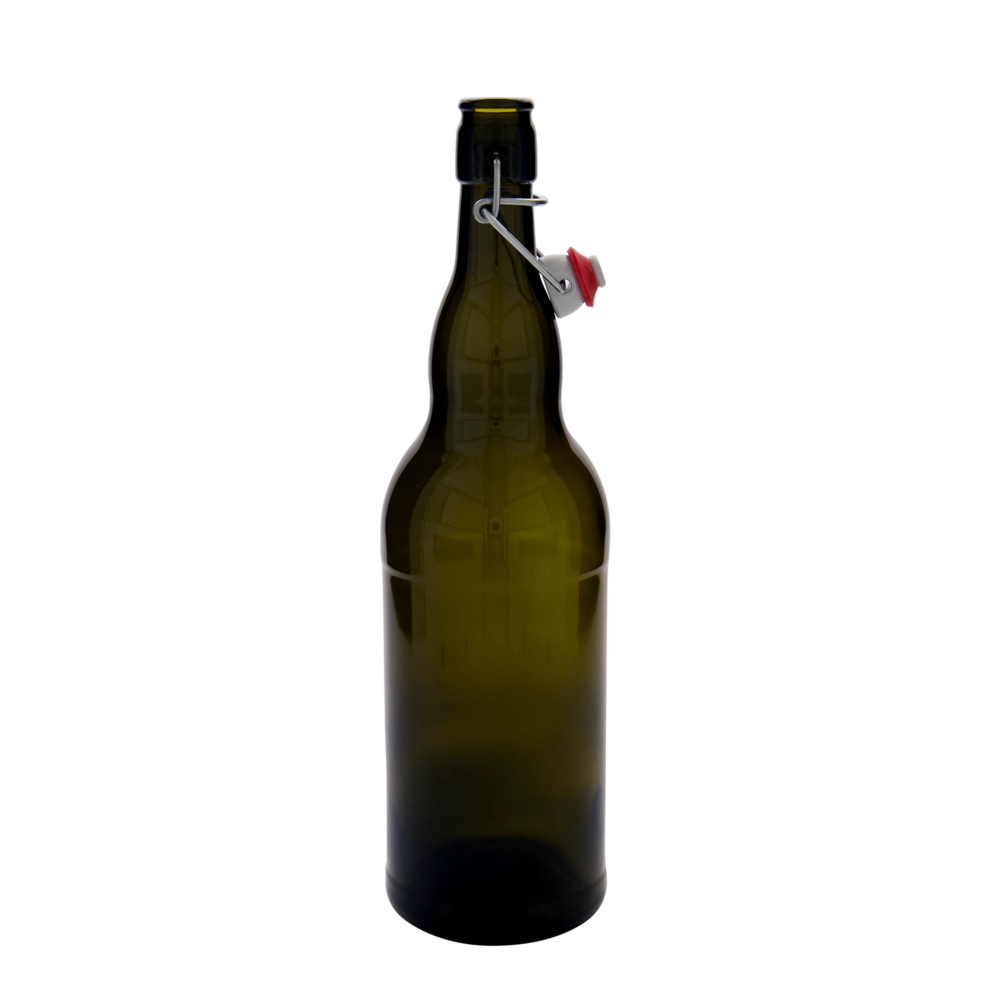 1.000 ml boca piva Belgija, staklo, antikno zeleno, otvor: zatvarač sa kopčom