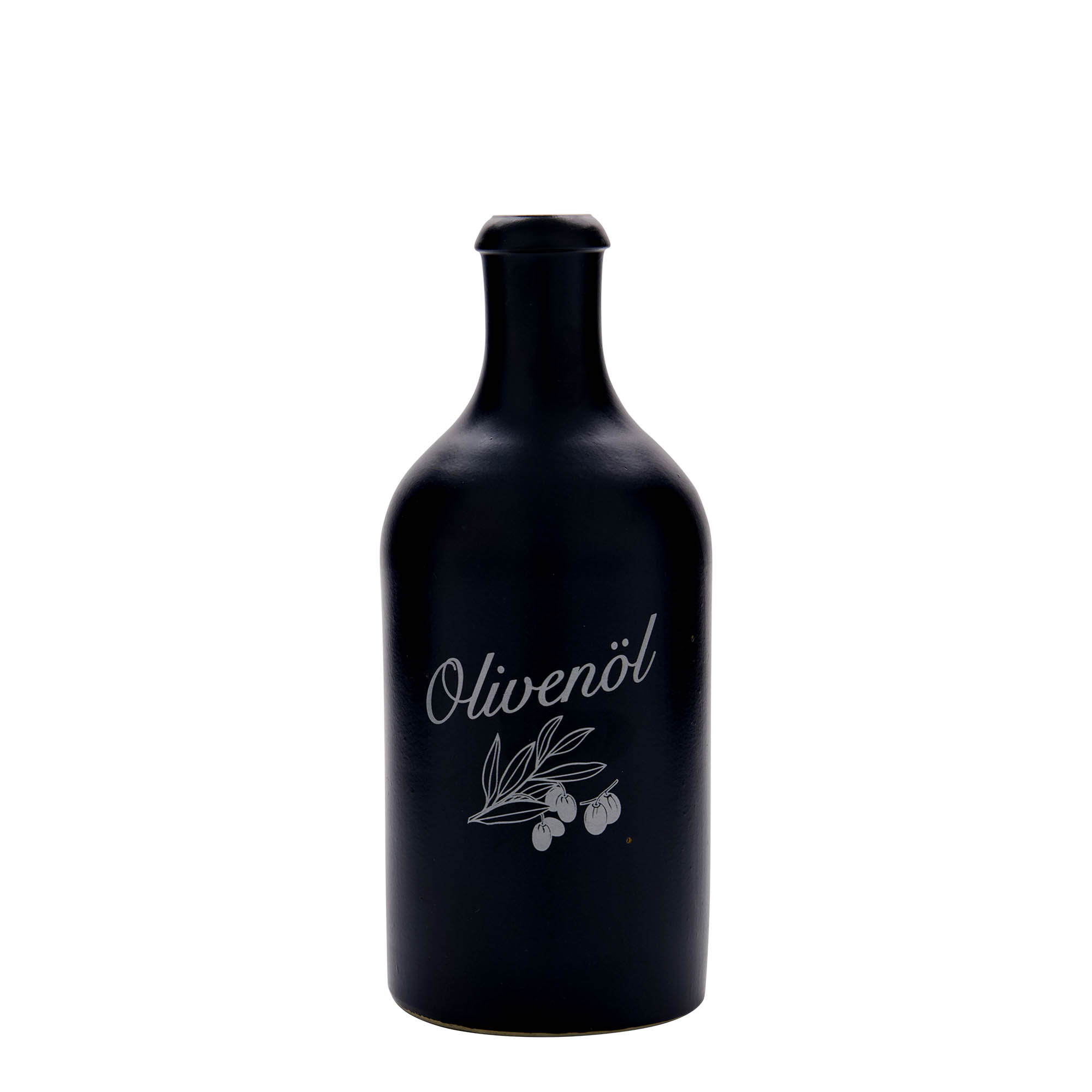 500 ml glineni vrč, motiv: maslinovo ulje, kamenina, crni, grlo: pluta 500 ml glineni vrč, motiv: maslinovo ulje, kamenina, crni, grlo: pluta