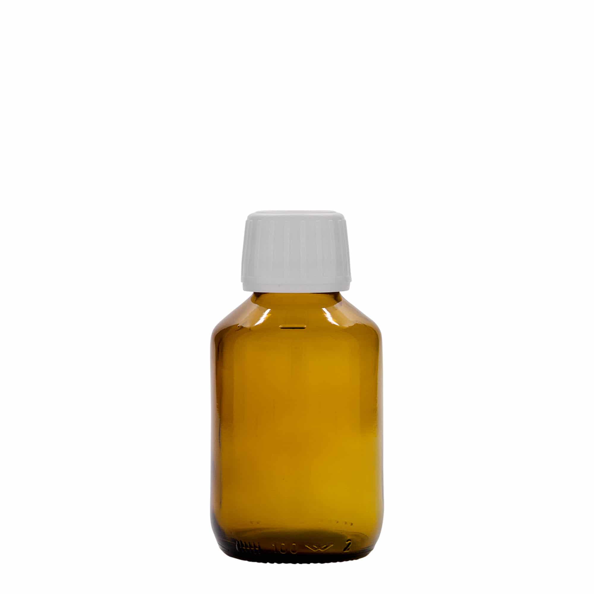 Medicinska flaša 100 ml, smeđa, staklo, otvor: PP 28