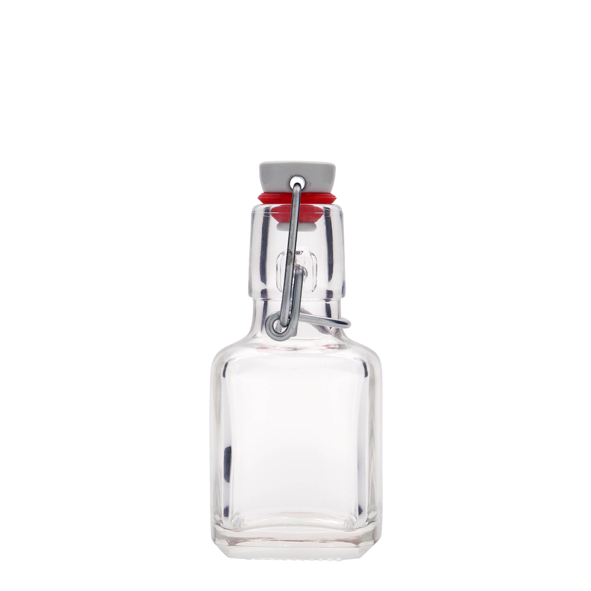 100 ml staklena boca 'Kubica', četvrtasta, otvor: zatvarač s kopčom 100 ml staklena boca 'Kubica', četvrtasta, otvor: zatvarač s kopčom