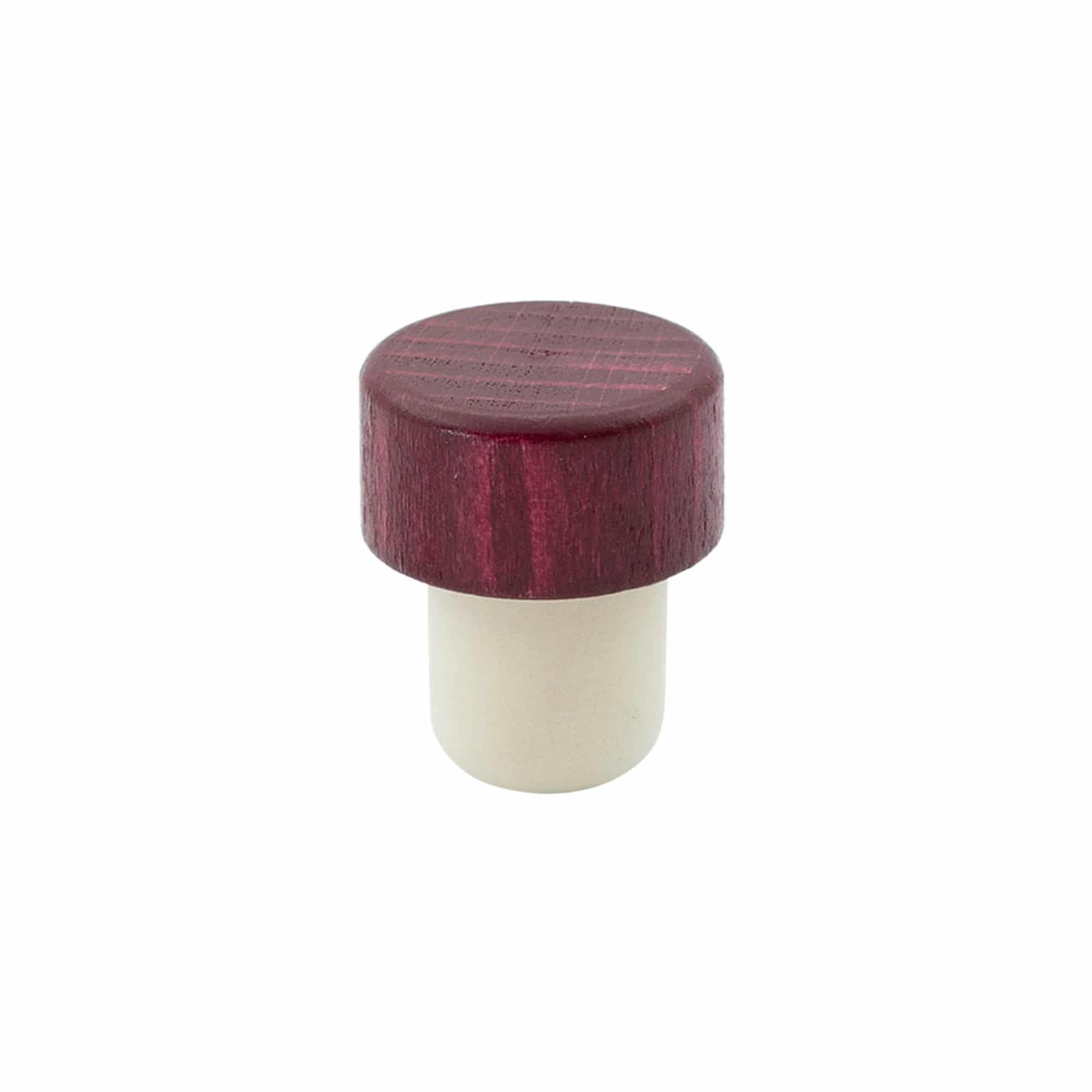 Čep s drškom 19 mm, drvo/plastika, bordo crvena, za otvor: čep