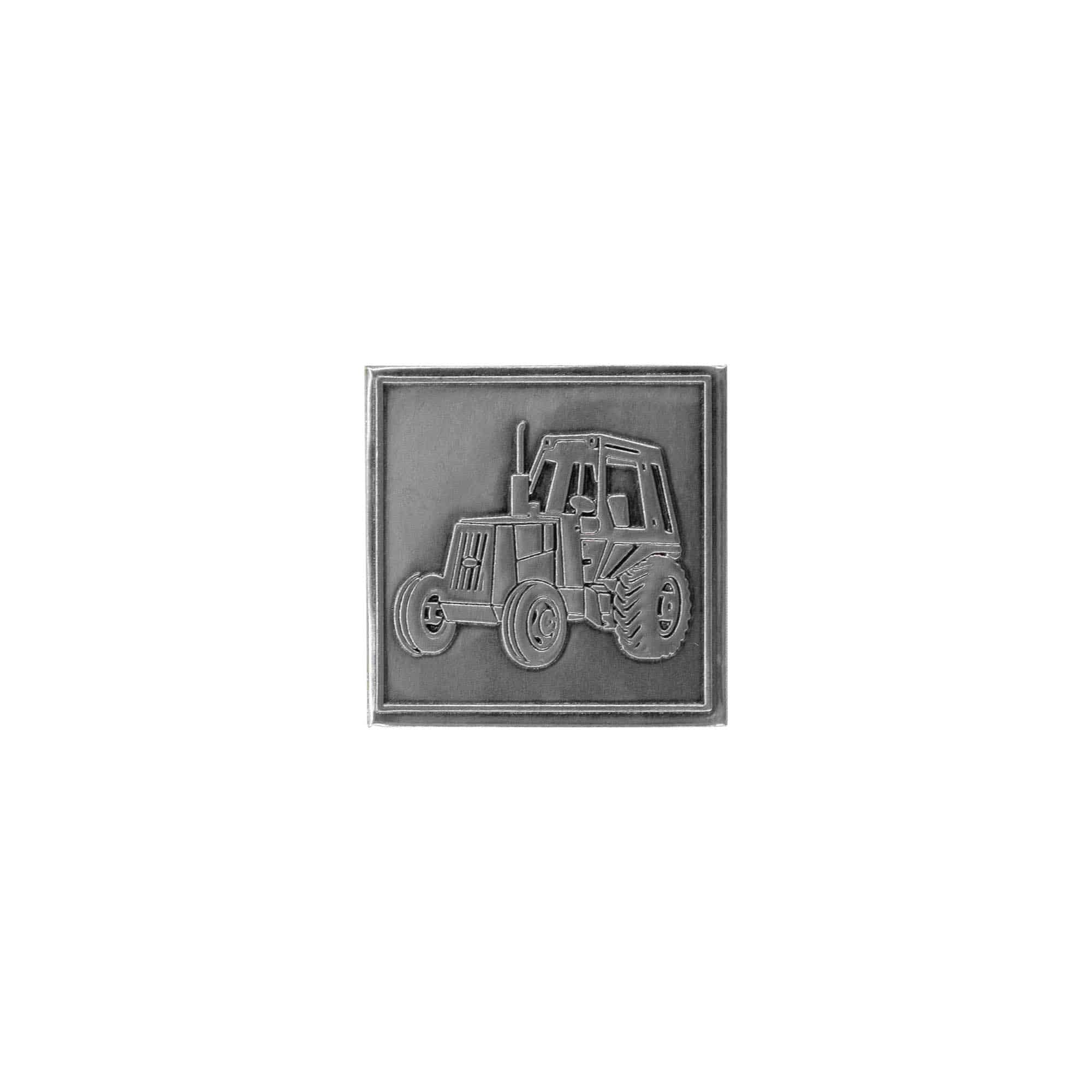 Kalajna etiketa 'Traktor', kvadratna, metalna, srebrna Kalajna etiketa 'Traktor', kvadratna, metalna, srebrna