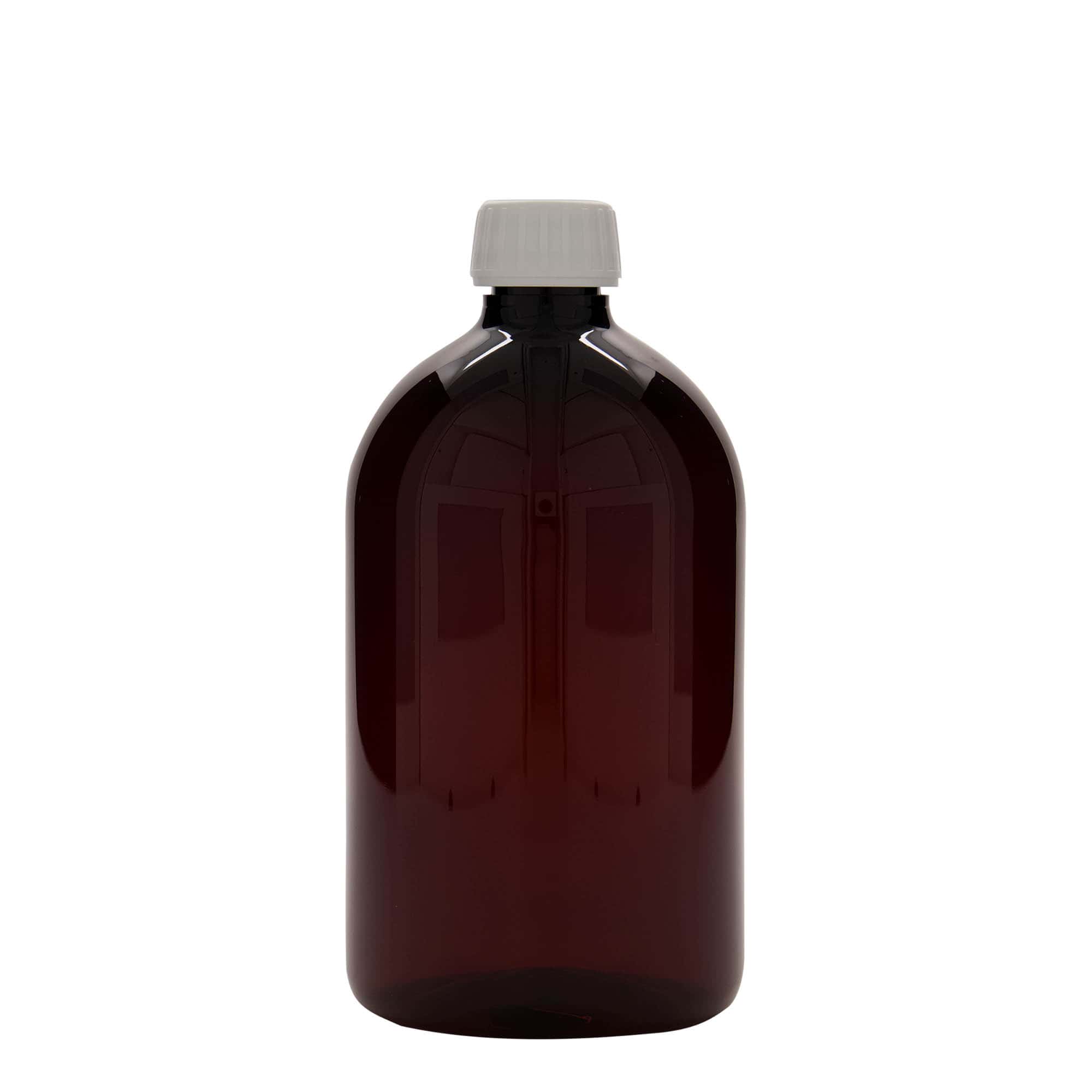 PET medicinska flaša 1.000 ml, smeđa, plastika, otvor: PP 28