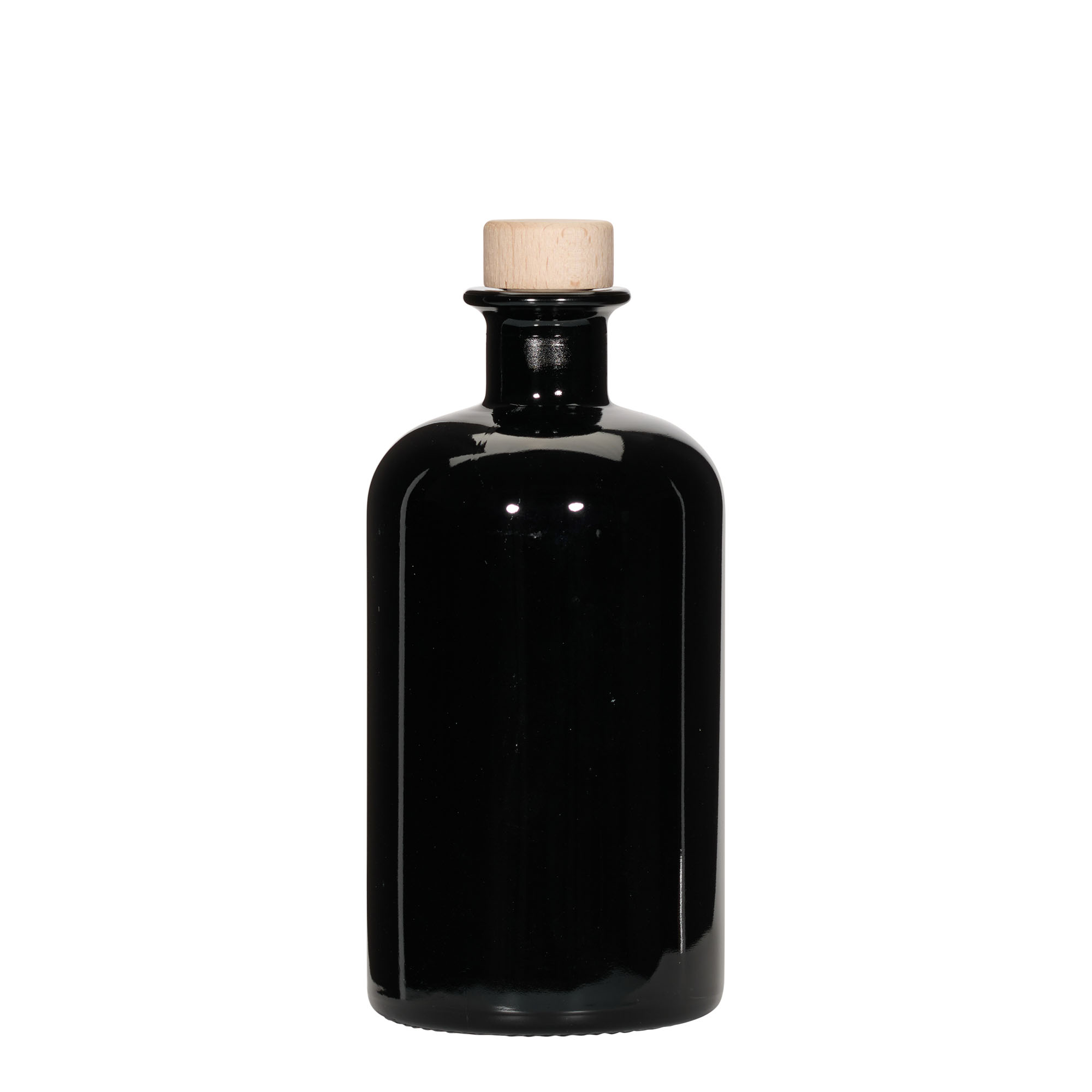 500 ml staklena boca apotekara, crna, otvor: pluta