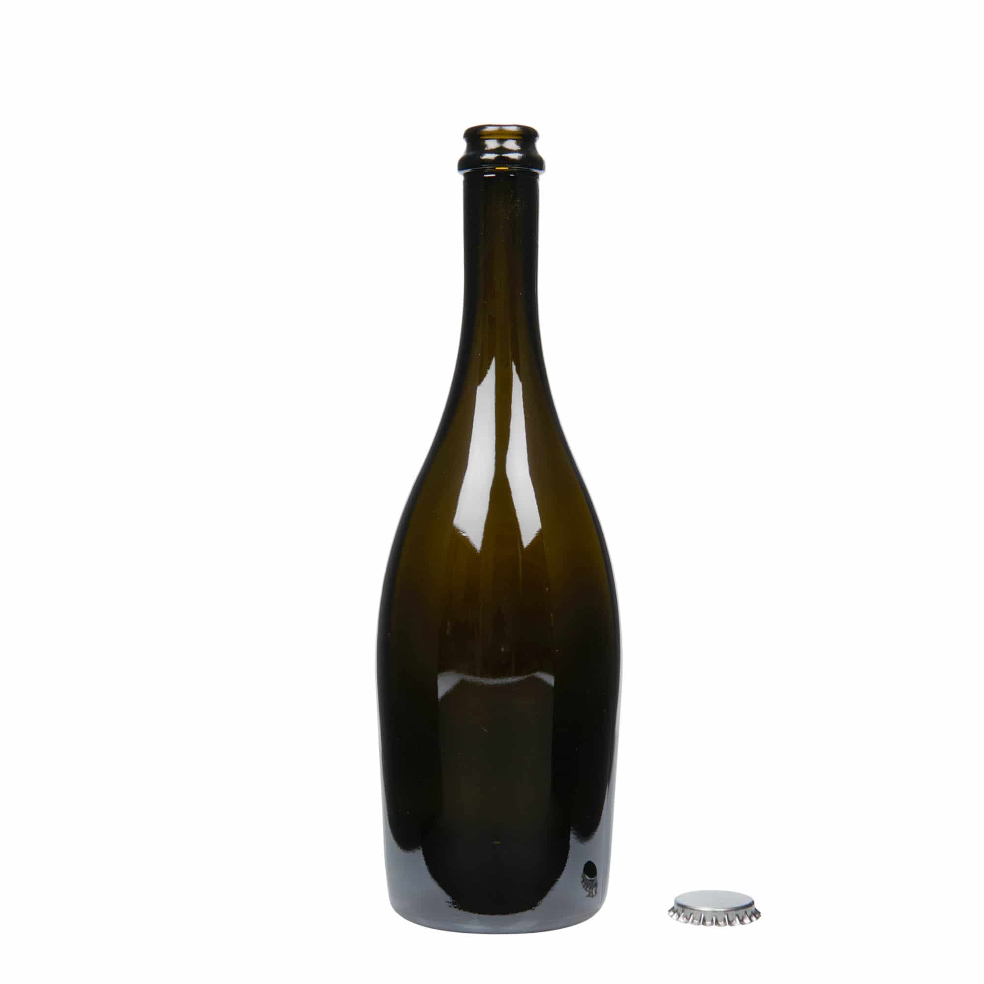 Flaša za pjenušac 750 ml 'Carmen', staklo, antikno zelena, otvor: Krunski čep