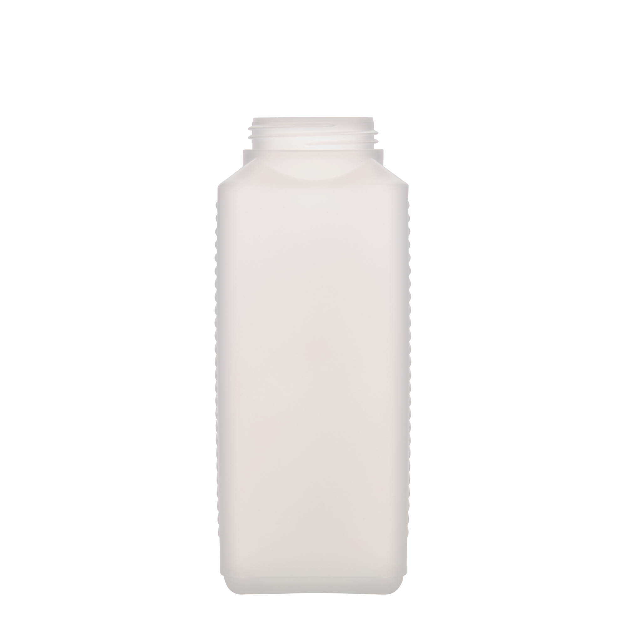 1.000 ml boca širokog grla, pravougaona, HDPE plastika, prirodna, otvor: DIN 60 EPE