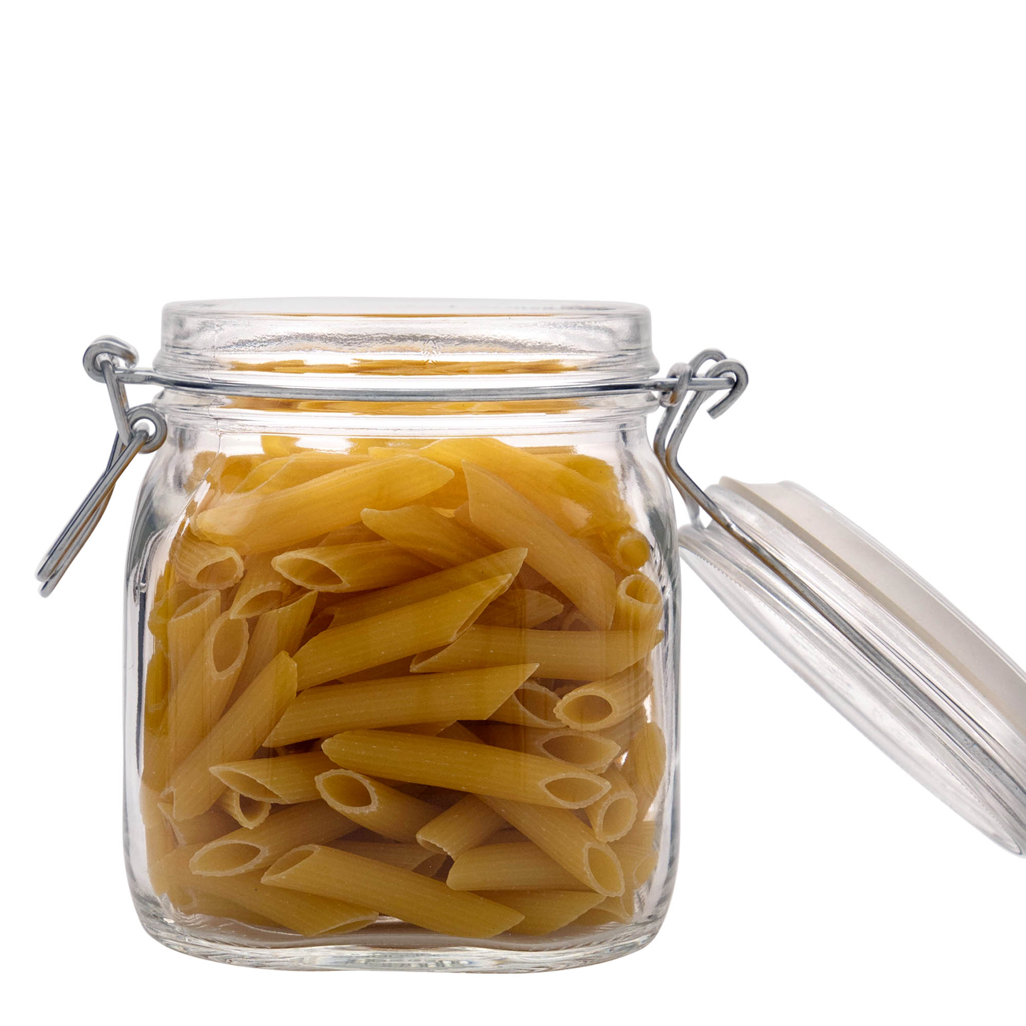 750 ml staklena tegla sa žičanim zatvaračem 'Fido', kvadratna, otvor: žični zatvarač