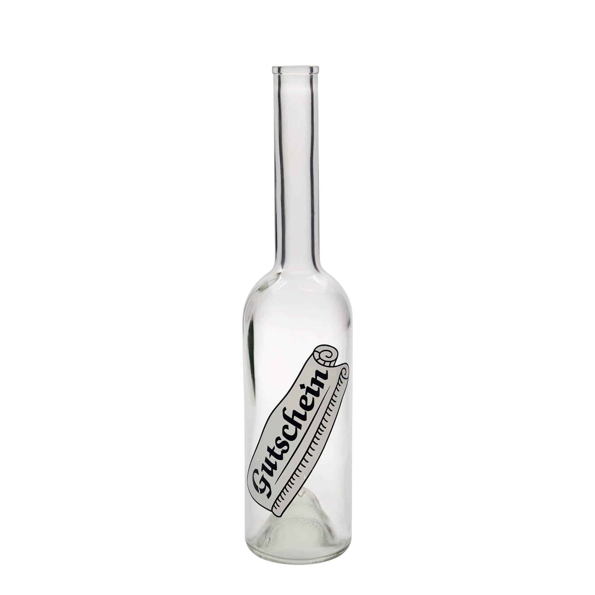 500 ml staklena boca „Opera“, motiv: poklon bon, grlo: pluta